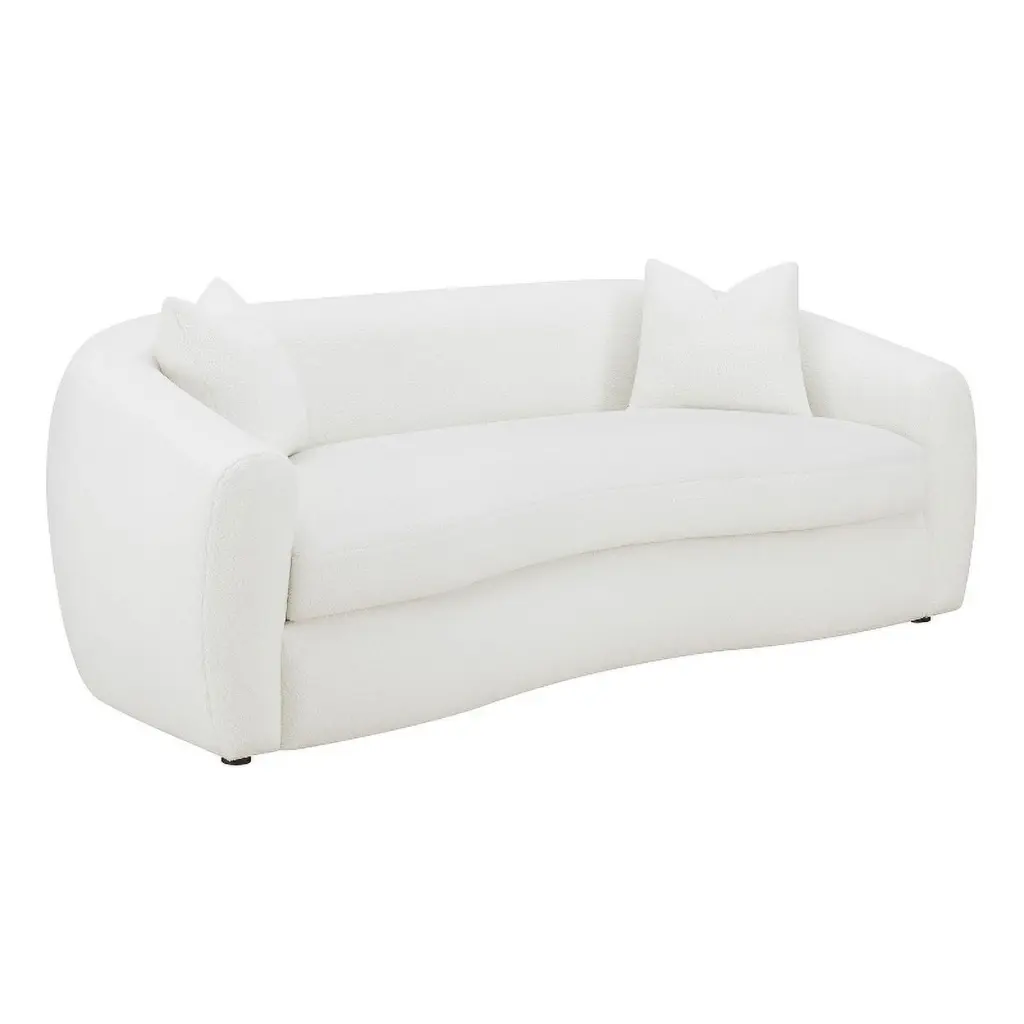 Pemberly Row Modern Fabric Upholstered Tight Back Sofa White