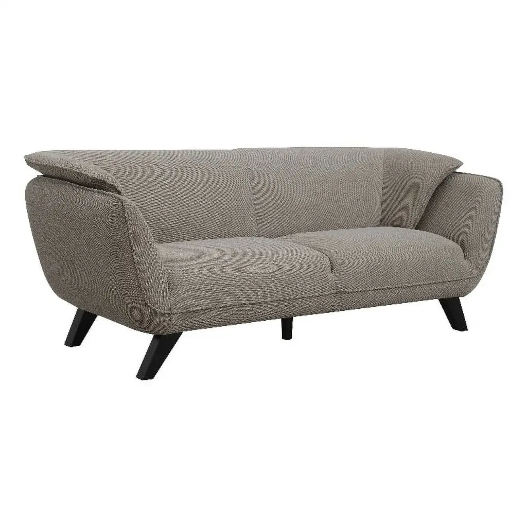Pemberly Row Upholstered Fabric Sofa Brown Wood Frame Living Room Classic