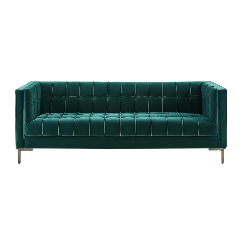 Steve Silver Isaac Modern Green Velvet Channel Stitch Sofa Elegant Design Steve Silver Co.