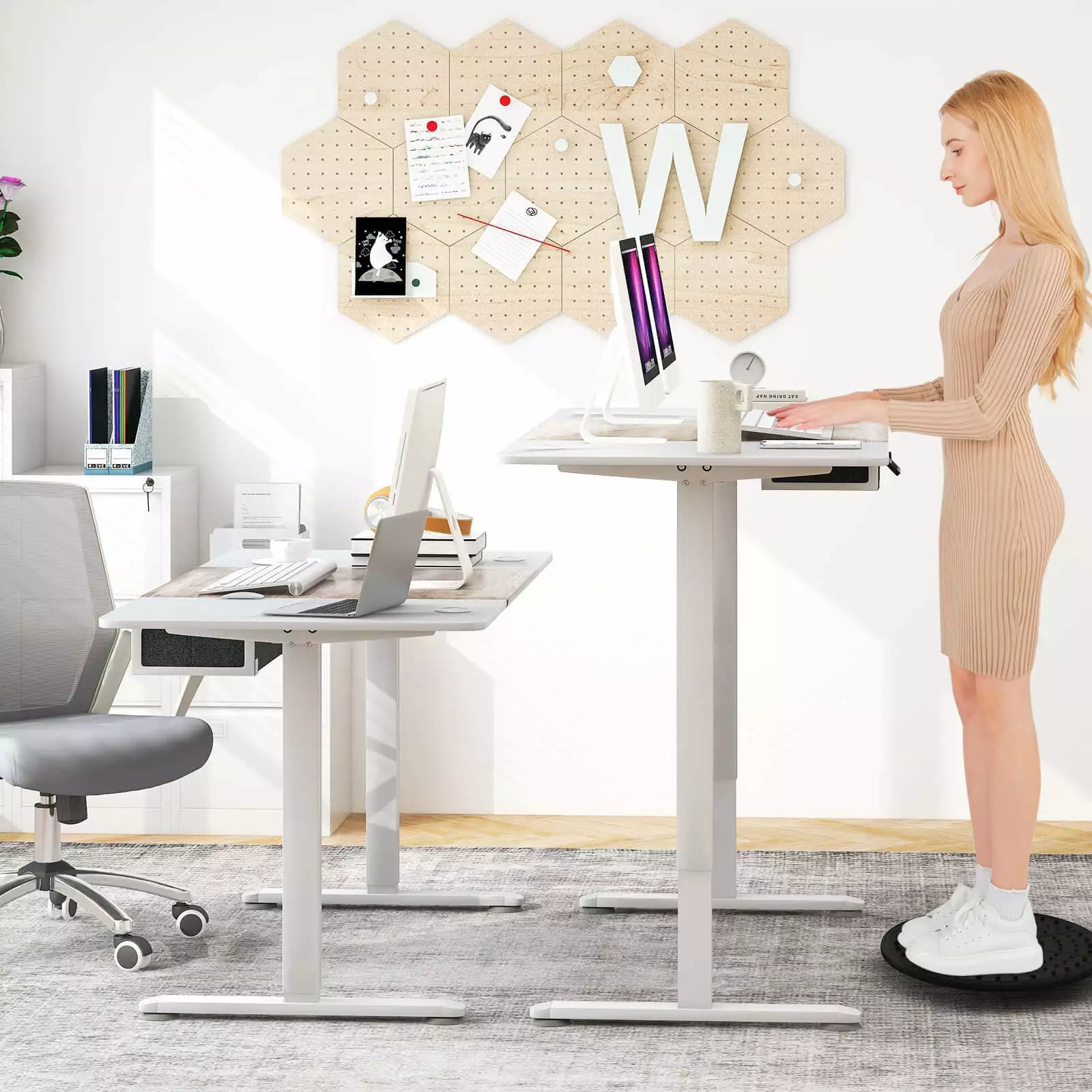 55 x 28 Inch Electric Standing Desk Height Adjustable Computer Desk Memory Preset Controller USB Charging Port Amijoy