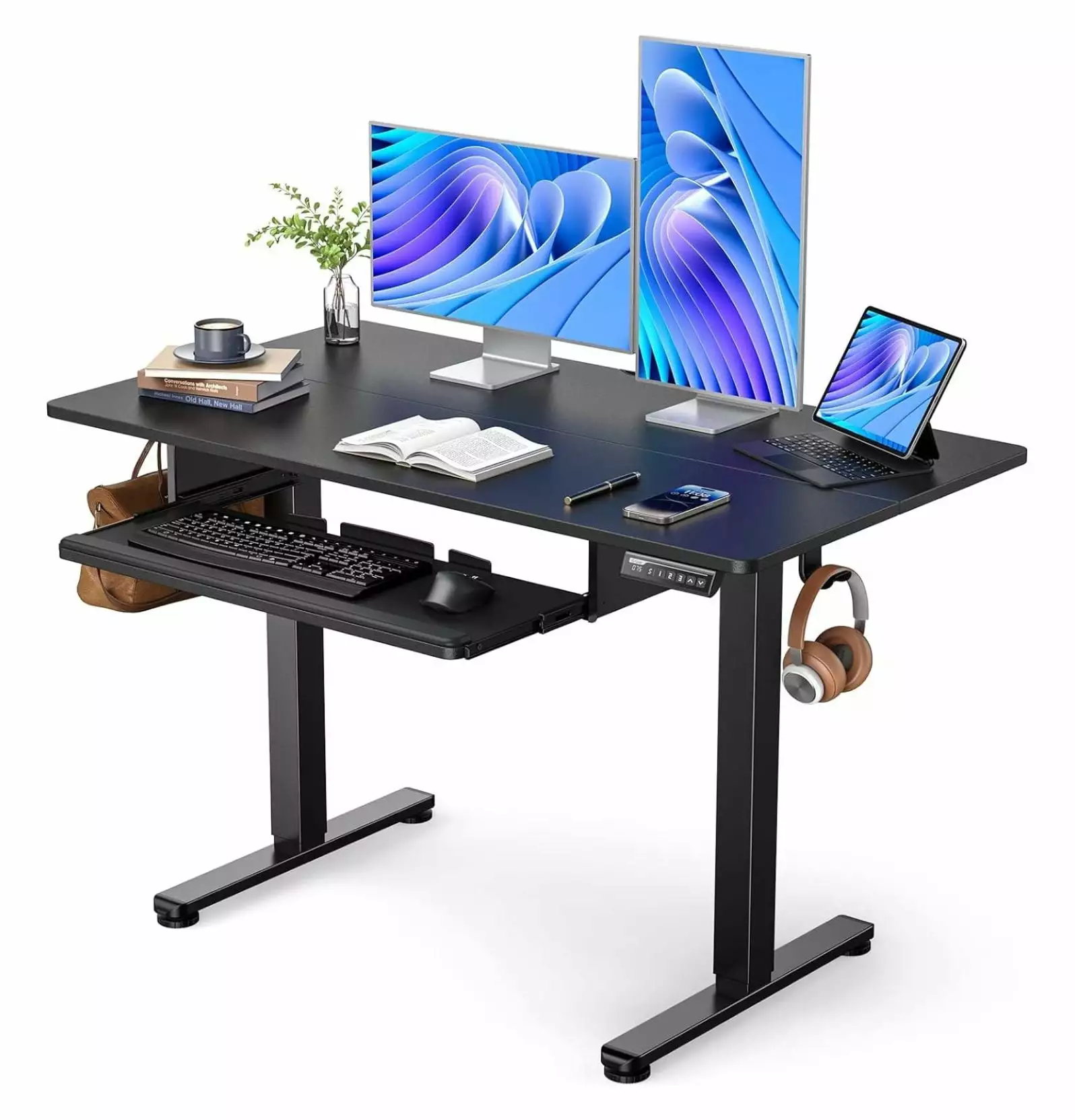 Depot Esh Electric Standing Desk Adjustable Height Sit Stand Desk Keyboard Tray