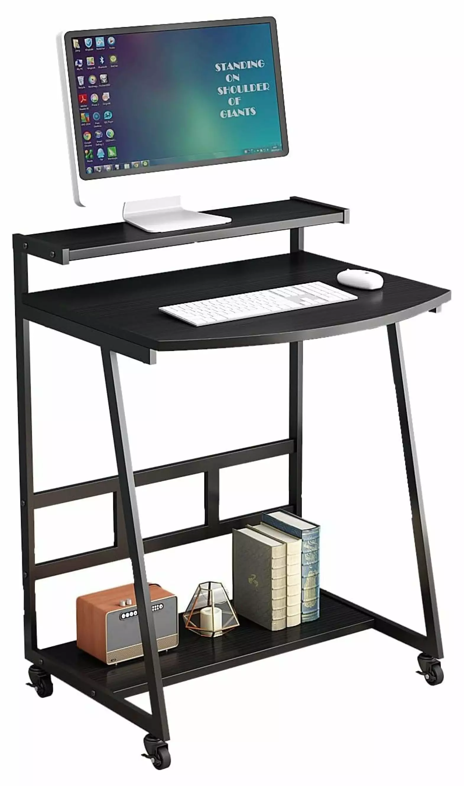 23.6 Inch Laptop Desk - Small Standing Desk Wheels Home Office and Bedroom - Portable Rolling Computer Work Desk LcXctD