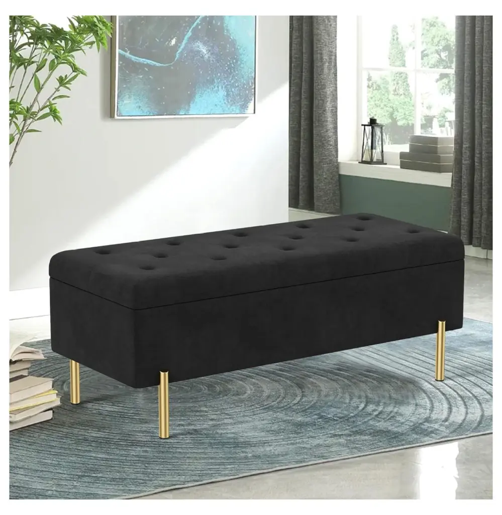 ZHANGHU Velvet Ottoman Bench Storage Bedroom Living Room Entryway