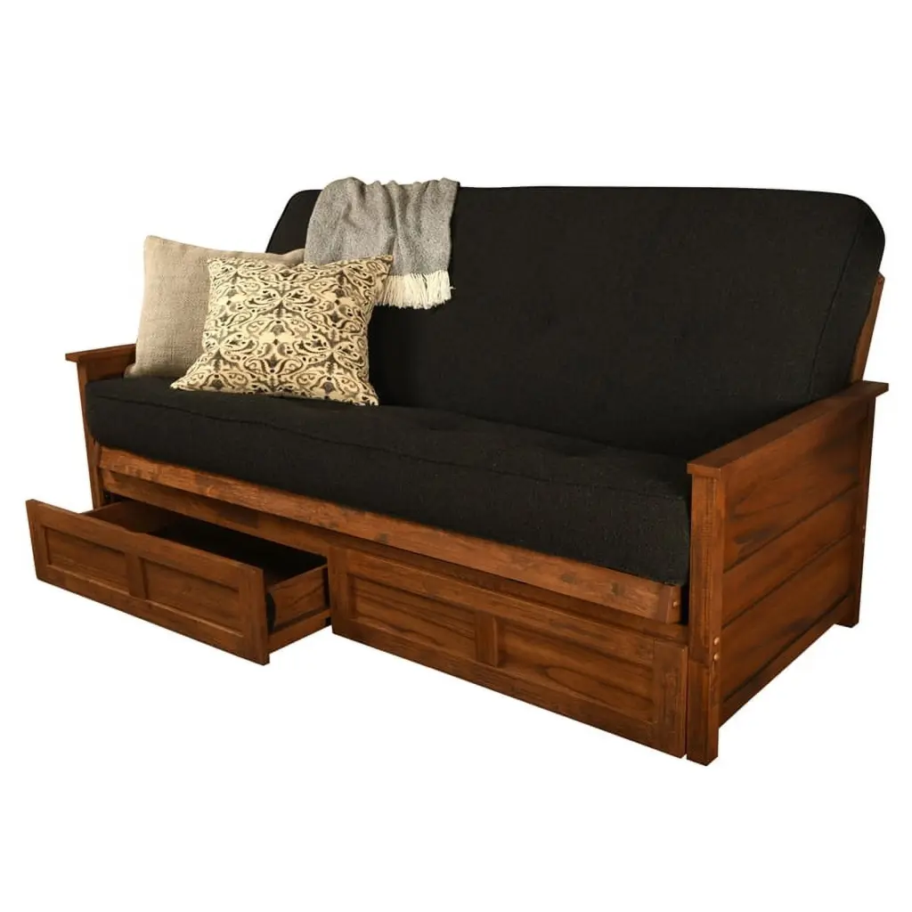 Kodiak Furniture Lexington Storage Futon Weathered Brown Black Mattress