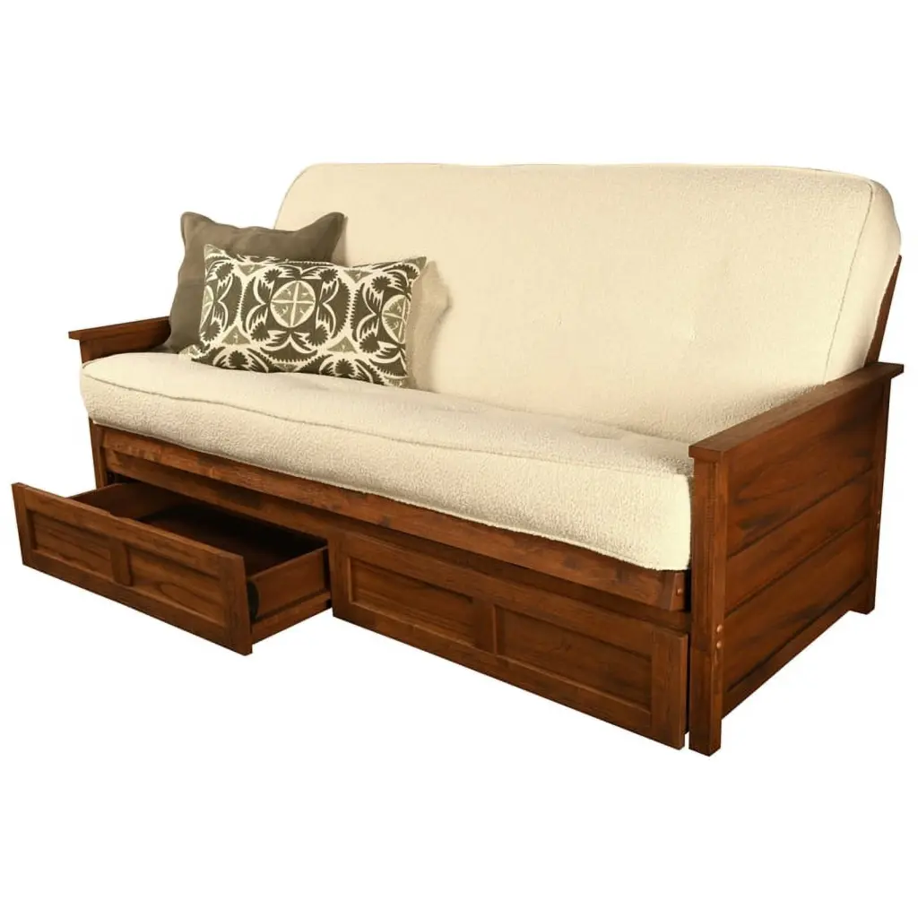 Kodiak Furniture Lexington Storage Futon Weathered Brown Cream Mattress