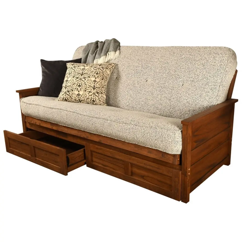Kodiak Furniture Lexington Storage Futon Weathered Brown Gray Mattress