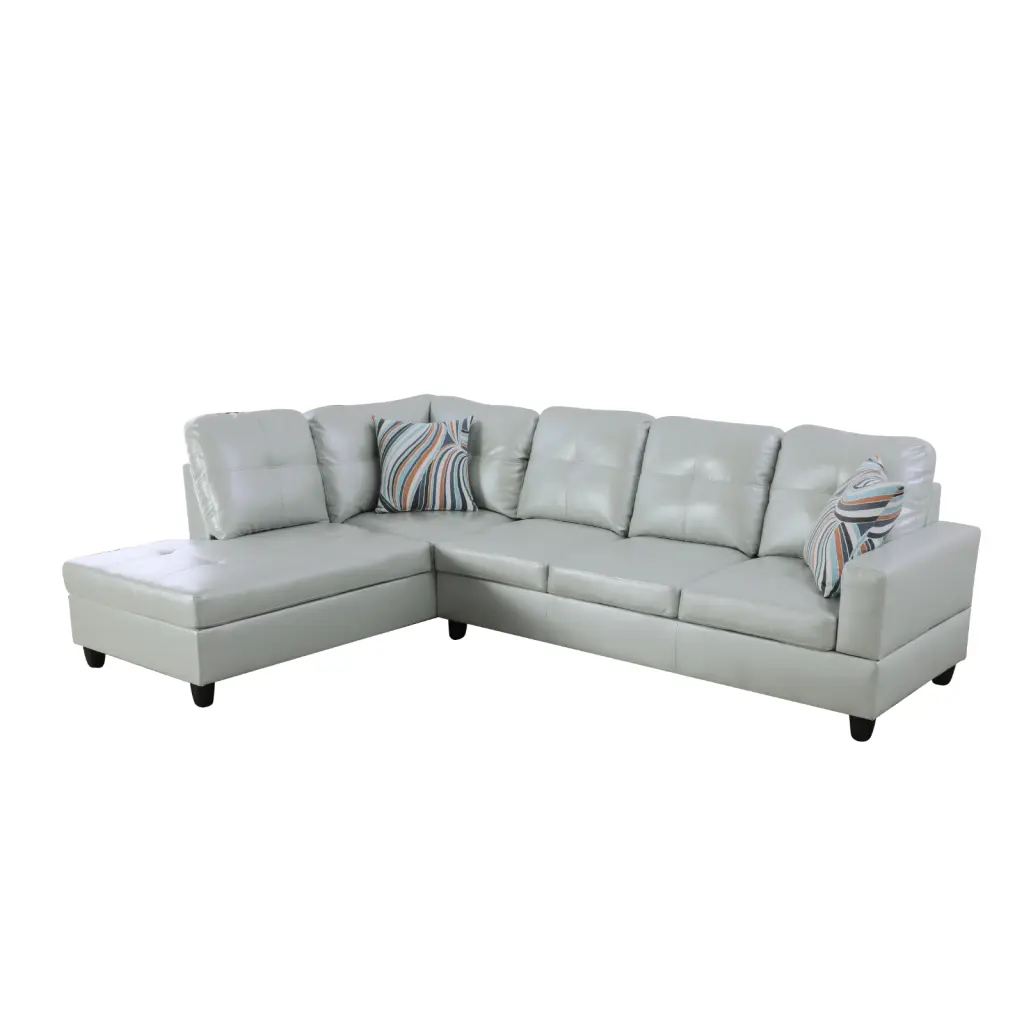 Modular Sectional Sofa L Shaped Couch Storage and 2 Pillows 4-Seat Sofa Chaise Living Room Office Silver Green Left Chaise...