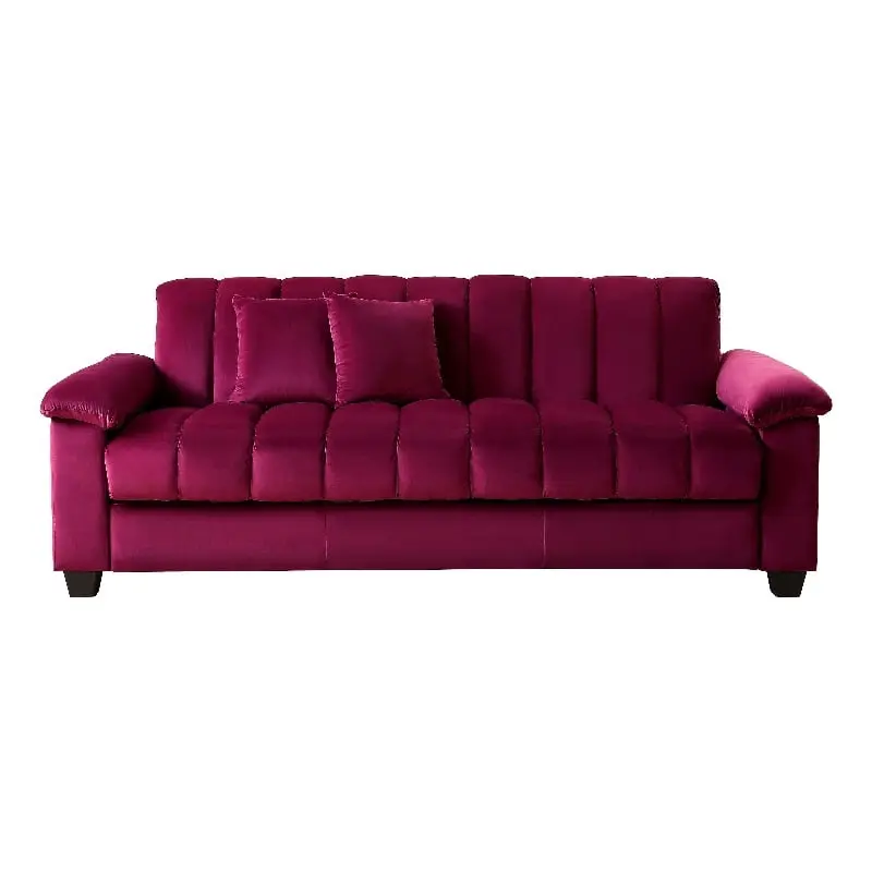 Pemberly Row 83 Convertible Modern Velvet Storage Sleeper Sofa Bed Wine Red