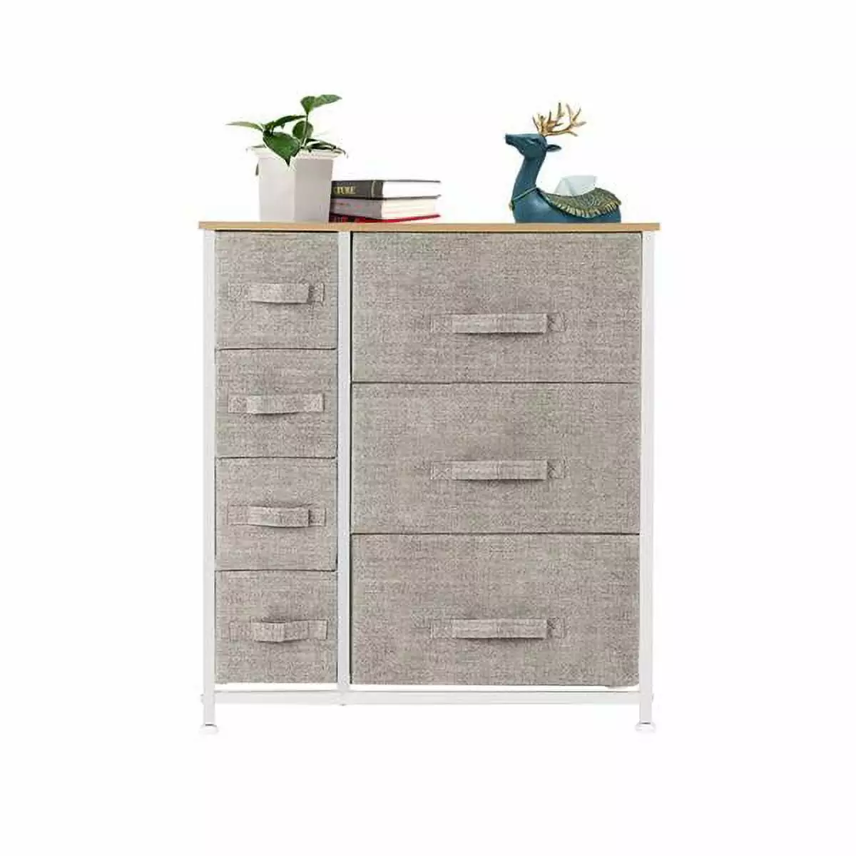 Dresser 7 Drawers Furniture Storage Tower Bedroom Office Steel Frame Wood Top YTTX