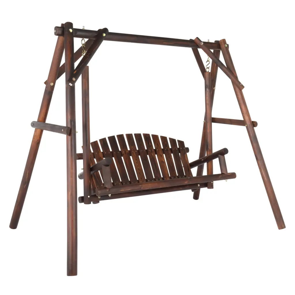 GoDecor 67 Rustic Loveseat Garden Swing 2 Person Freestanding Solid Wood