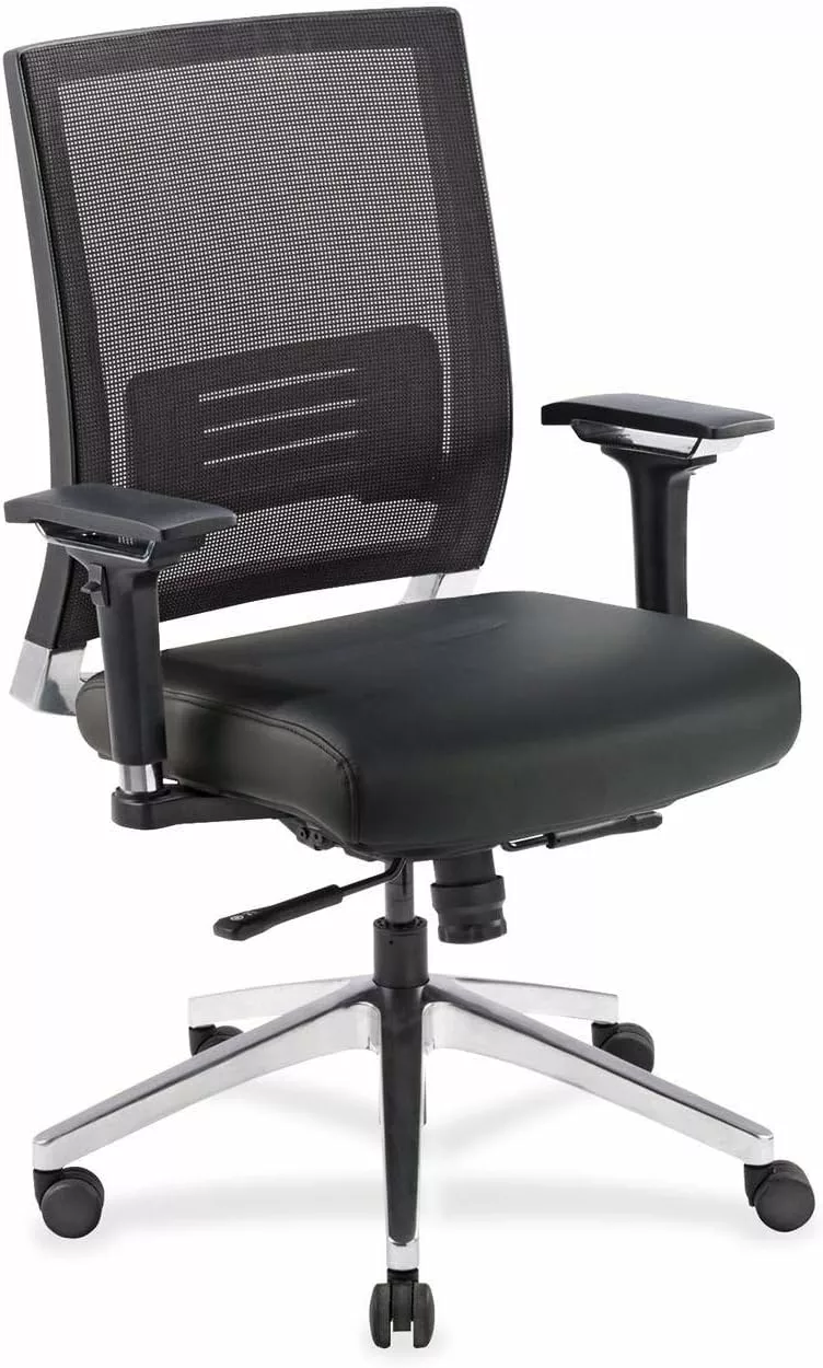 FJU Executive Swivel Chair Black Mesh Leather 28-1/2 x 28-1/4 x 43-1/2