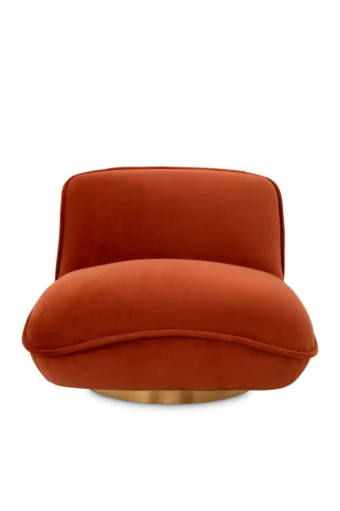 Orange Velvet Pillow Swivel Chair Eichholtz Relax Statement Piece