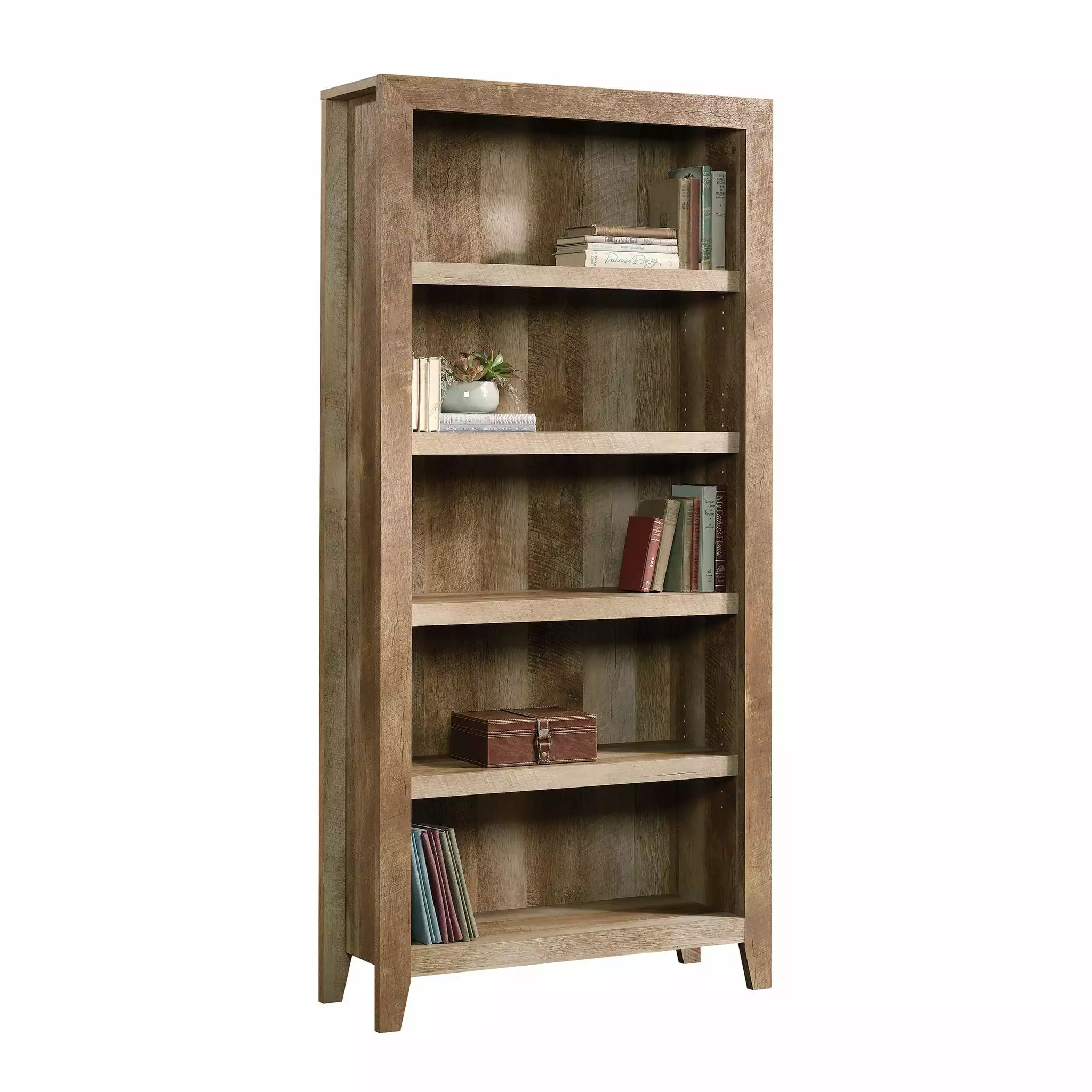 CasaSole 71 Tall 5-Shelf Bookcase Craftsman Oak - Classic Library Storage