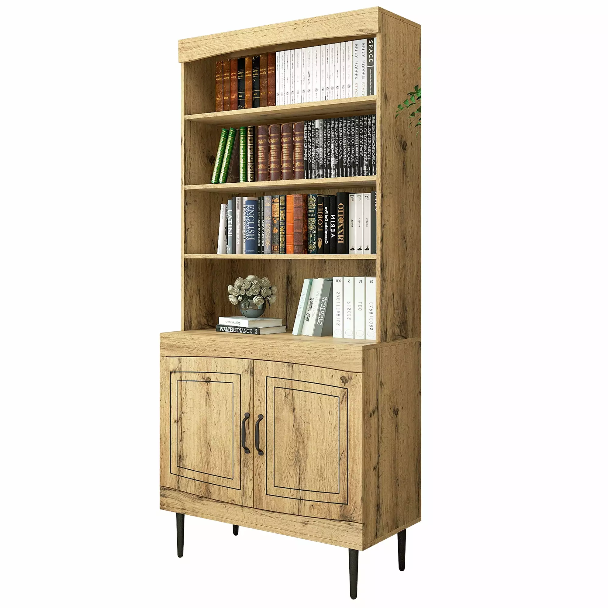 71 Retro Bookcase Legs and Storage Cabinet Living Room, Home Office, or Kitchen QHITTY