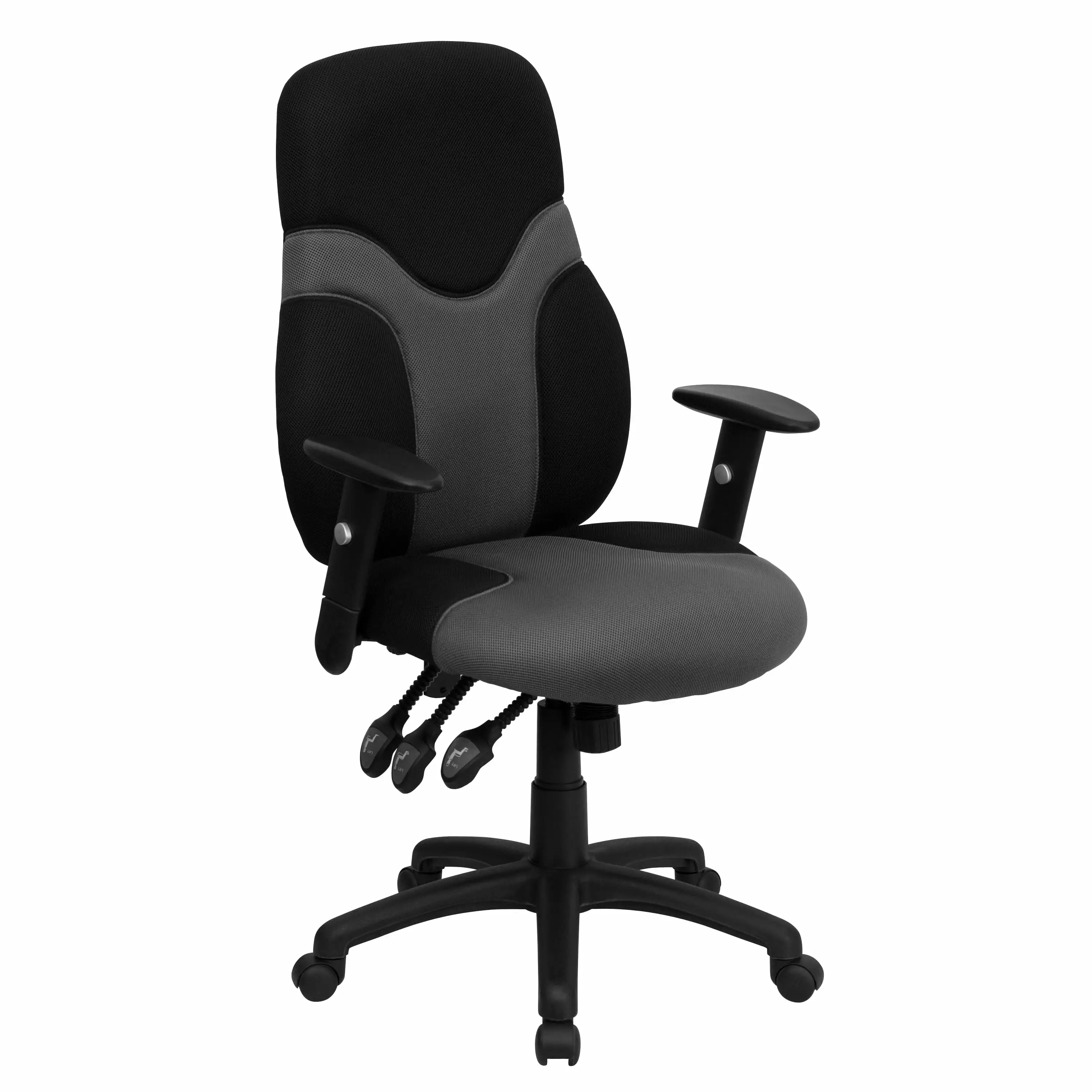 Line Furniture Dinton Ergonomic Black and Grey Mesh Swivel Task Office Chair