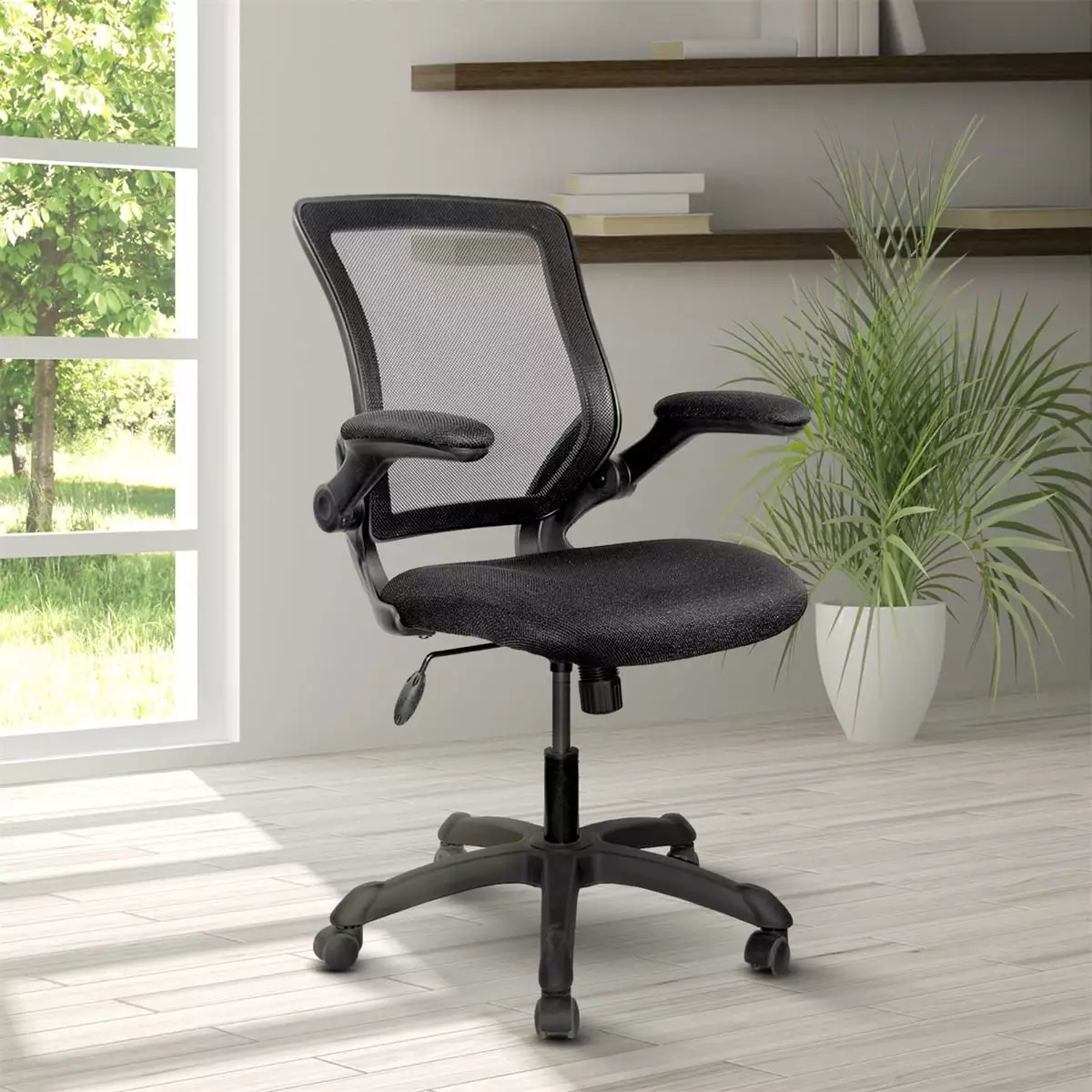 Adjustable Height Black Mesh Mid-Back Ergonomic Office Chair Flip-Up Arms ARCTICSCORPION