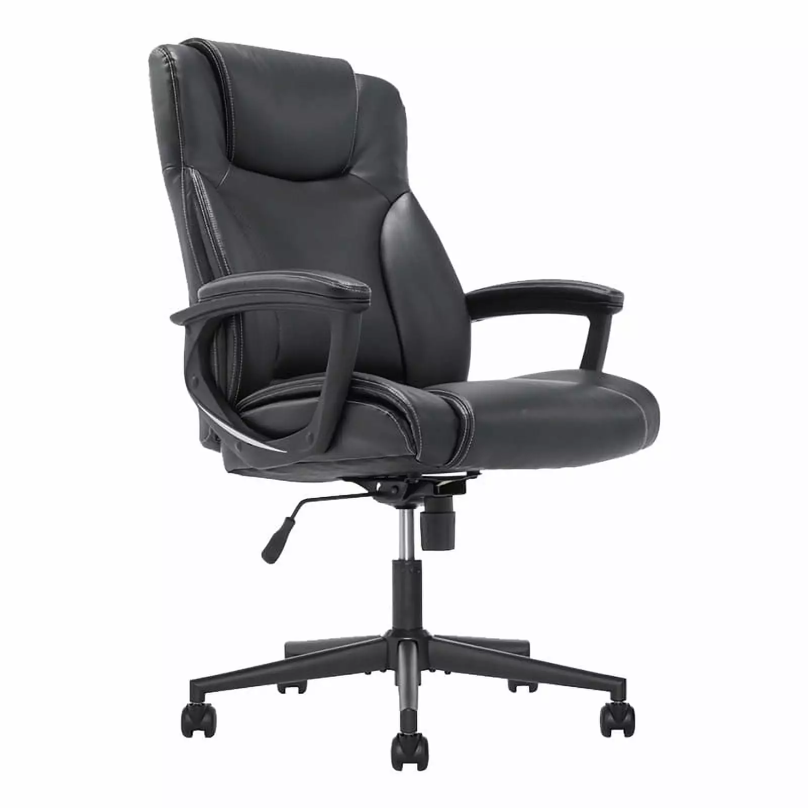 Bowery Hill Adjustable Height Modern Faux Leather Office Chair Black Ergonomic Desk Chair