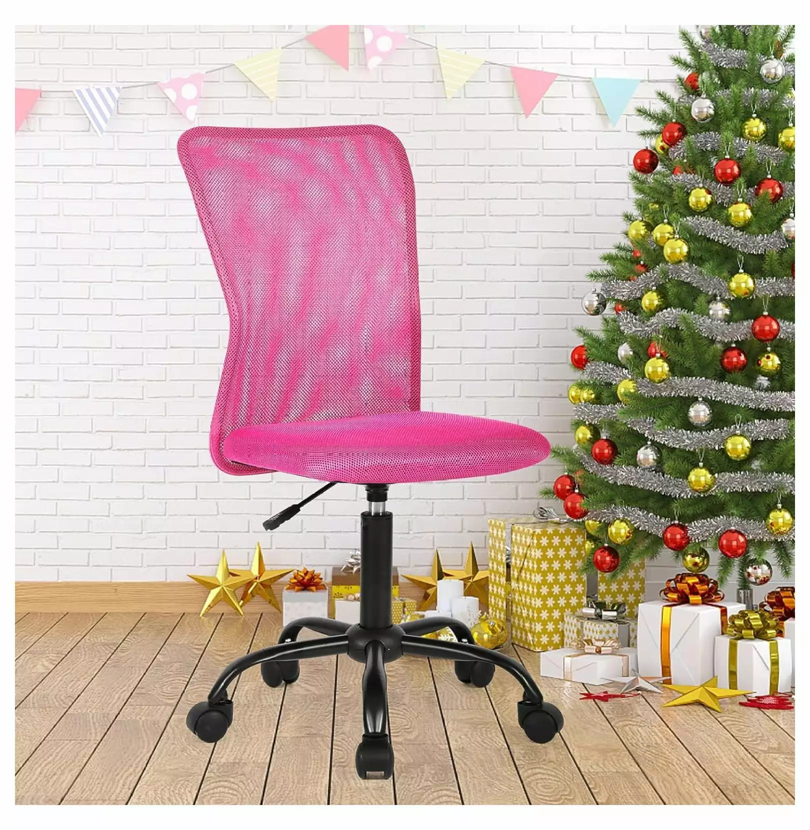 Ergonomic Desk Chair Back Mesh Adjustable Office Chair No Armrest Executive Swivel Chair BULYAXIA