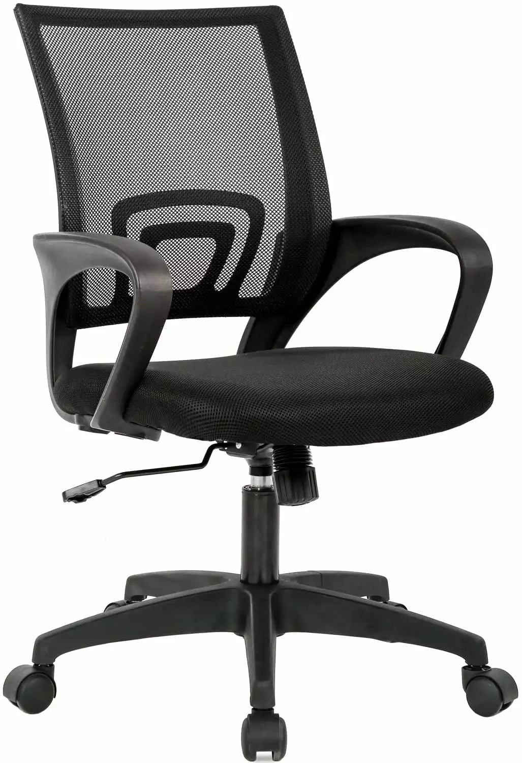 Black Ergonomic Mesh Office Chair Mid Back Lumbar Support and Adjustable Armrests Cailine