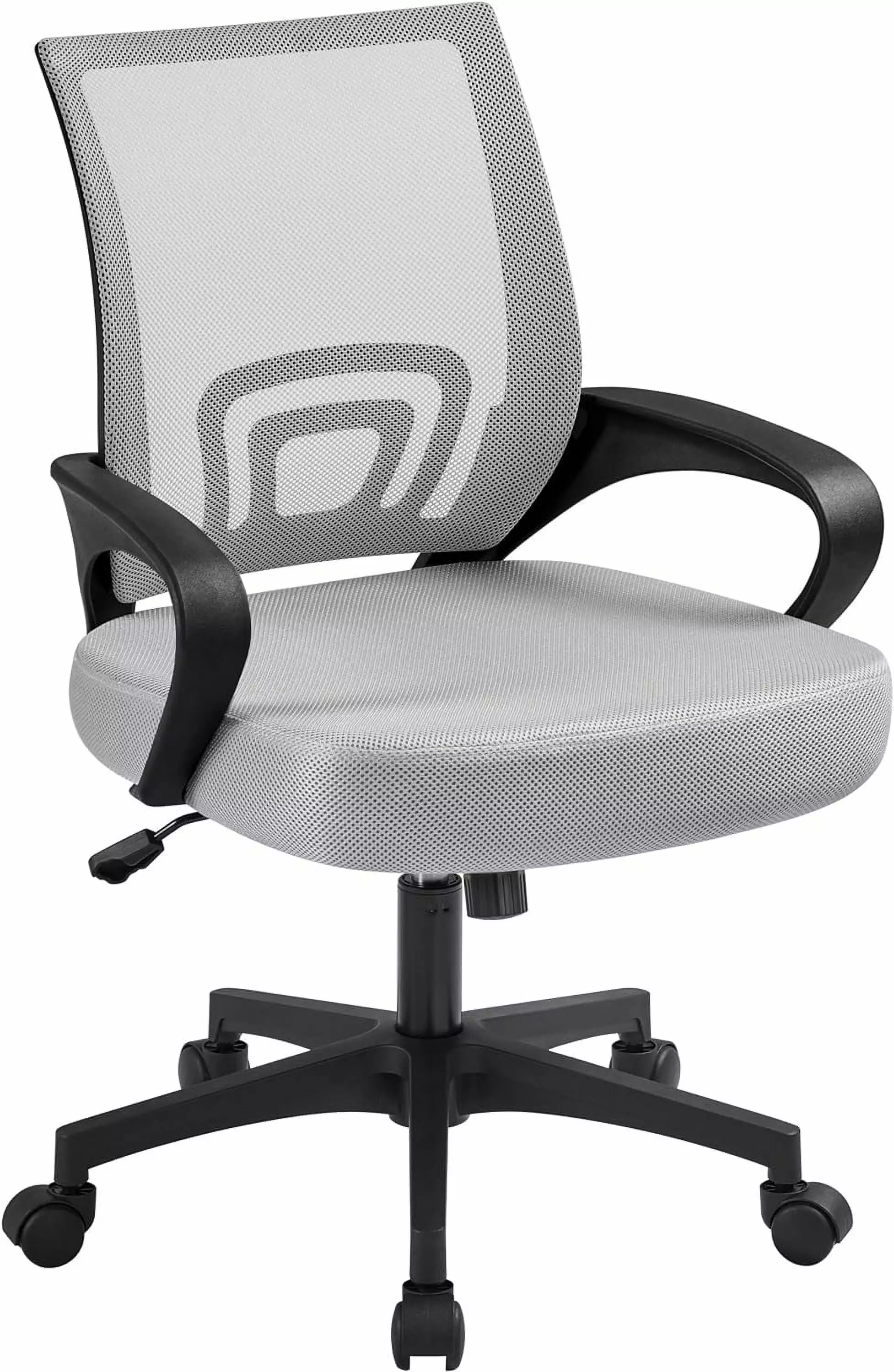 FETON Ergonomic Office Chair Mid Back Computer Mesh Desk Chair Lumbar Support Armrest Grey