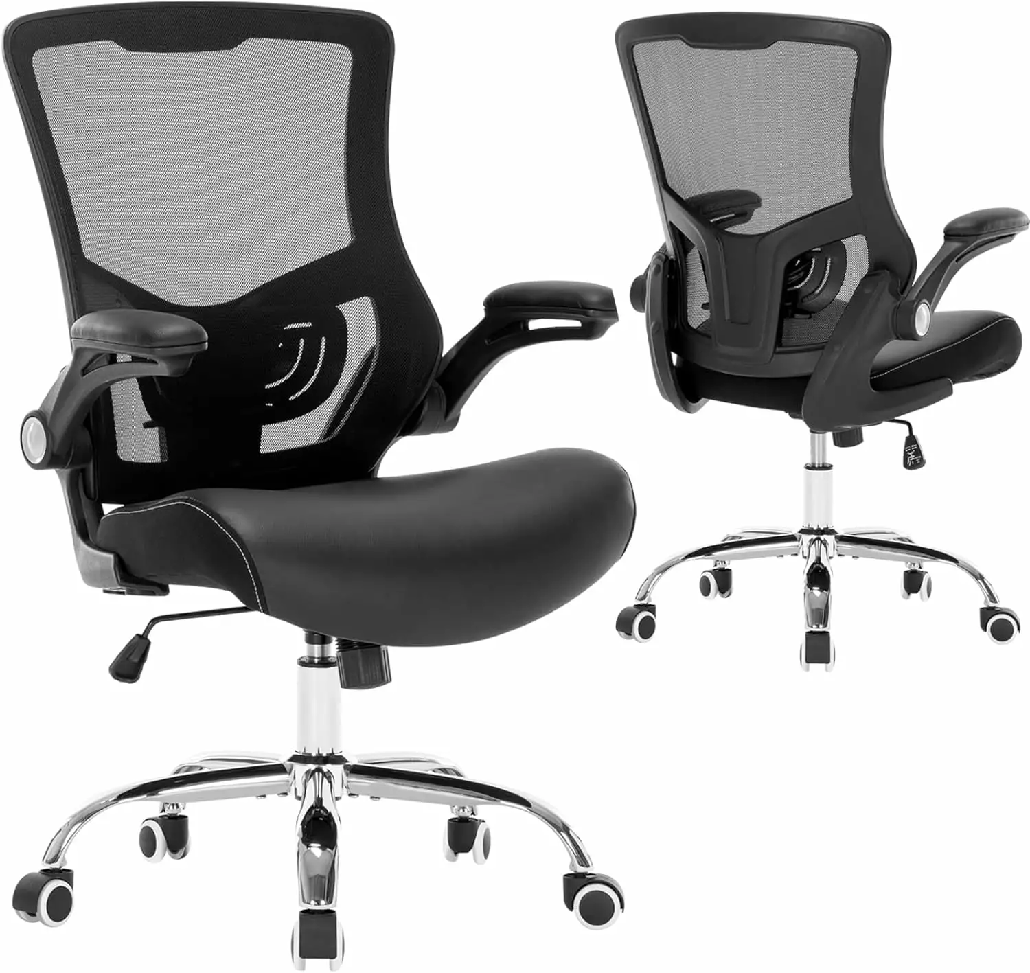 Ergonomic Mesh Back Office Chair Adjustable Lumbar Support and Flip-Up Arms FJU