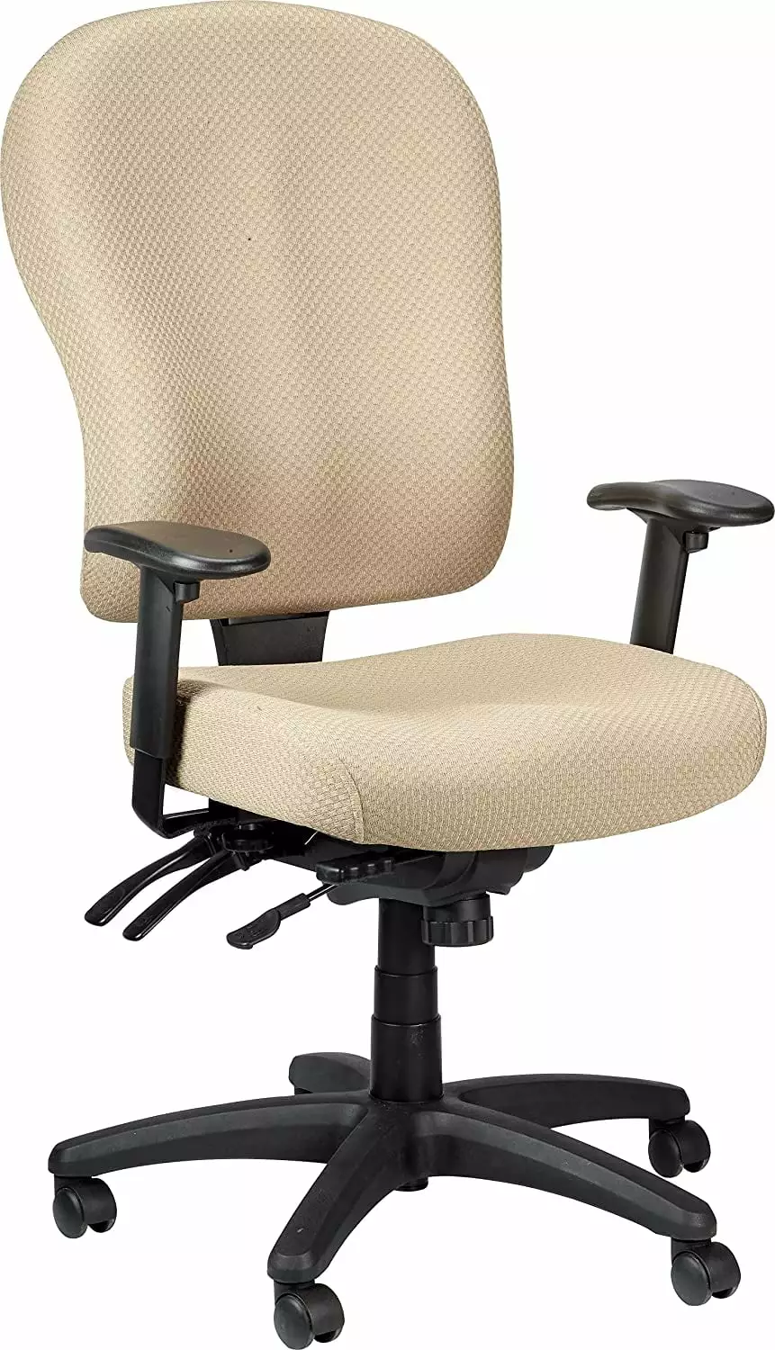 FJU Ergonomic Mid-Back Fabric Task Chair Adjustable Arms, Beige
