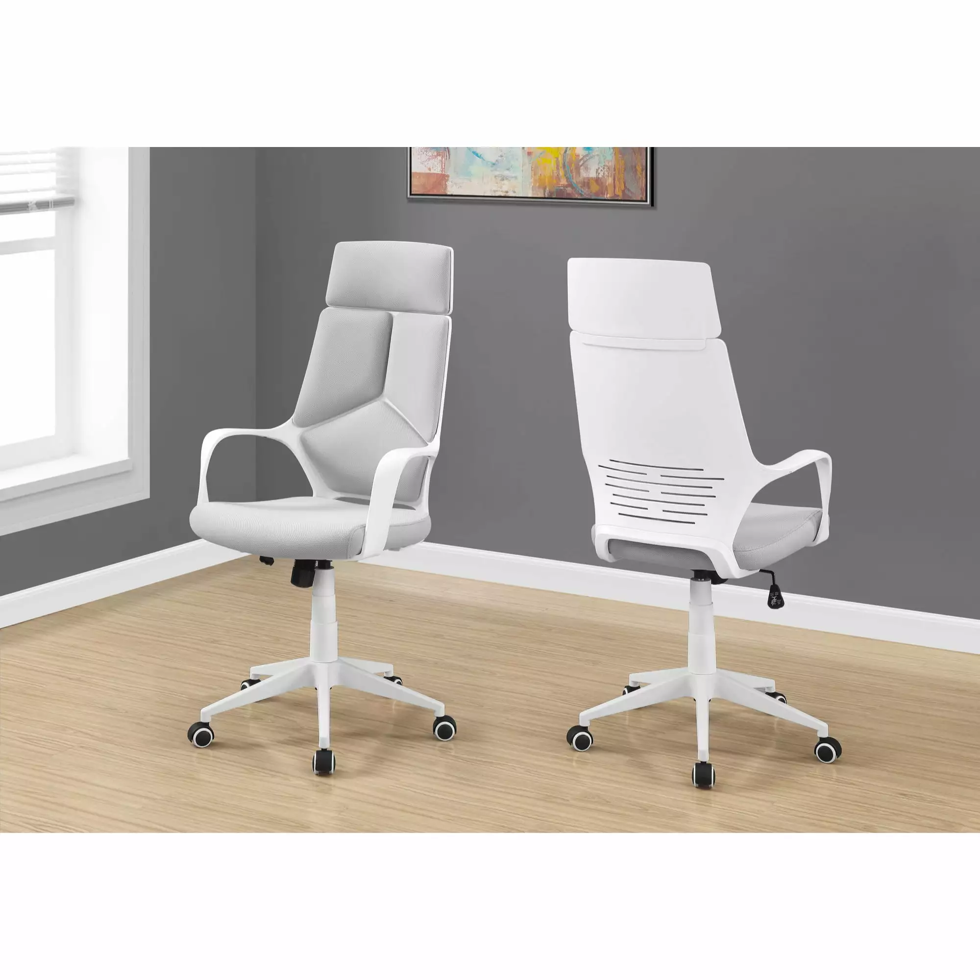 HomeRoots 45.75 Foam White Polypropylene MDF and Metal High Back Office Chair