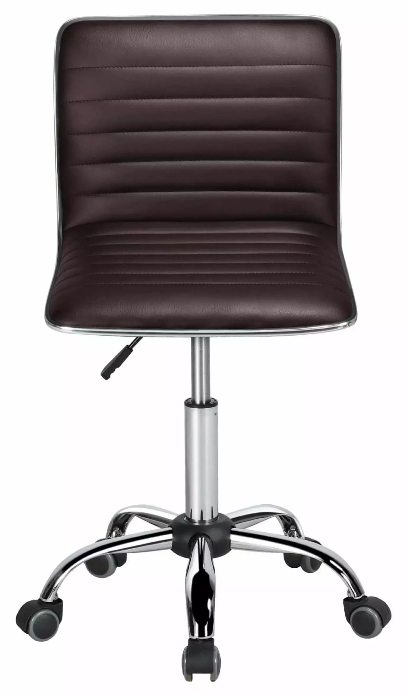 Brown Armless PU Leather Ergonomic Low Back Office Swivel Chair Jadona