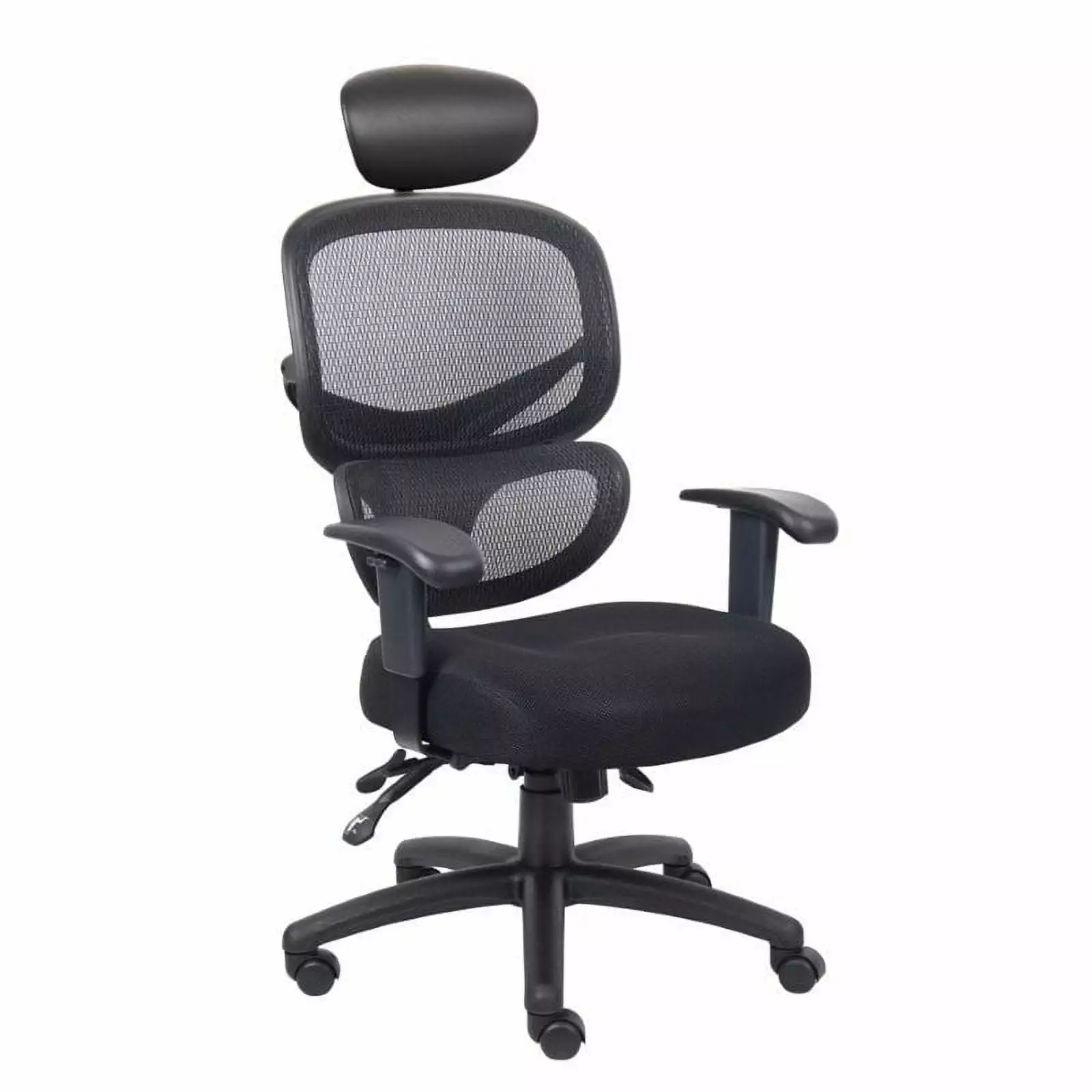 Kingfisher Lane Transitional Fabric Multi-Function Headrest Task Chair Black