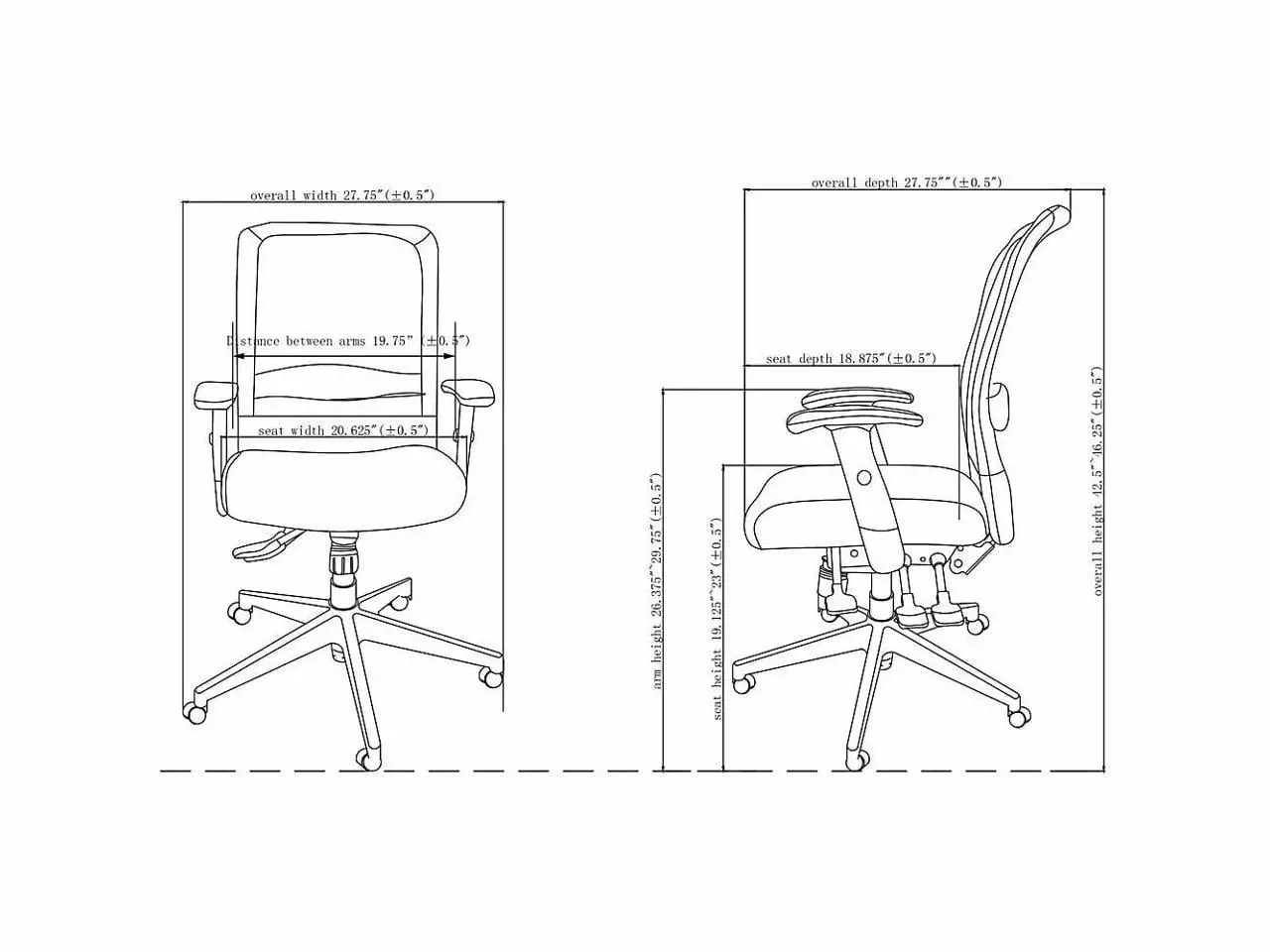 Amazon IR Chair Adjustable 28-1/8x22-1/2x45 Mesh Back Black Office Chair Lorell