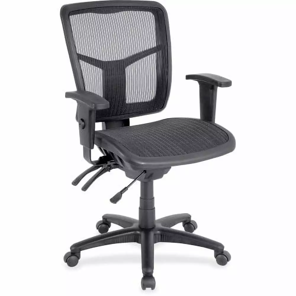 Lorell Chair Armrests Tilt Swivel Black Silver