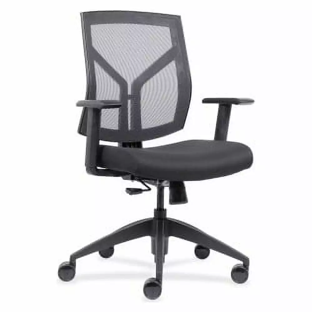 Lorell Mid-Back Chairs Mesh Back & Fabric Seat Black Fabric. Foam Seat - Black Back - 26.5 Width x 25 Depth x 45 Height - ...