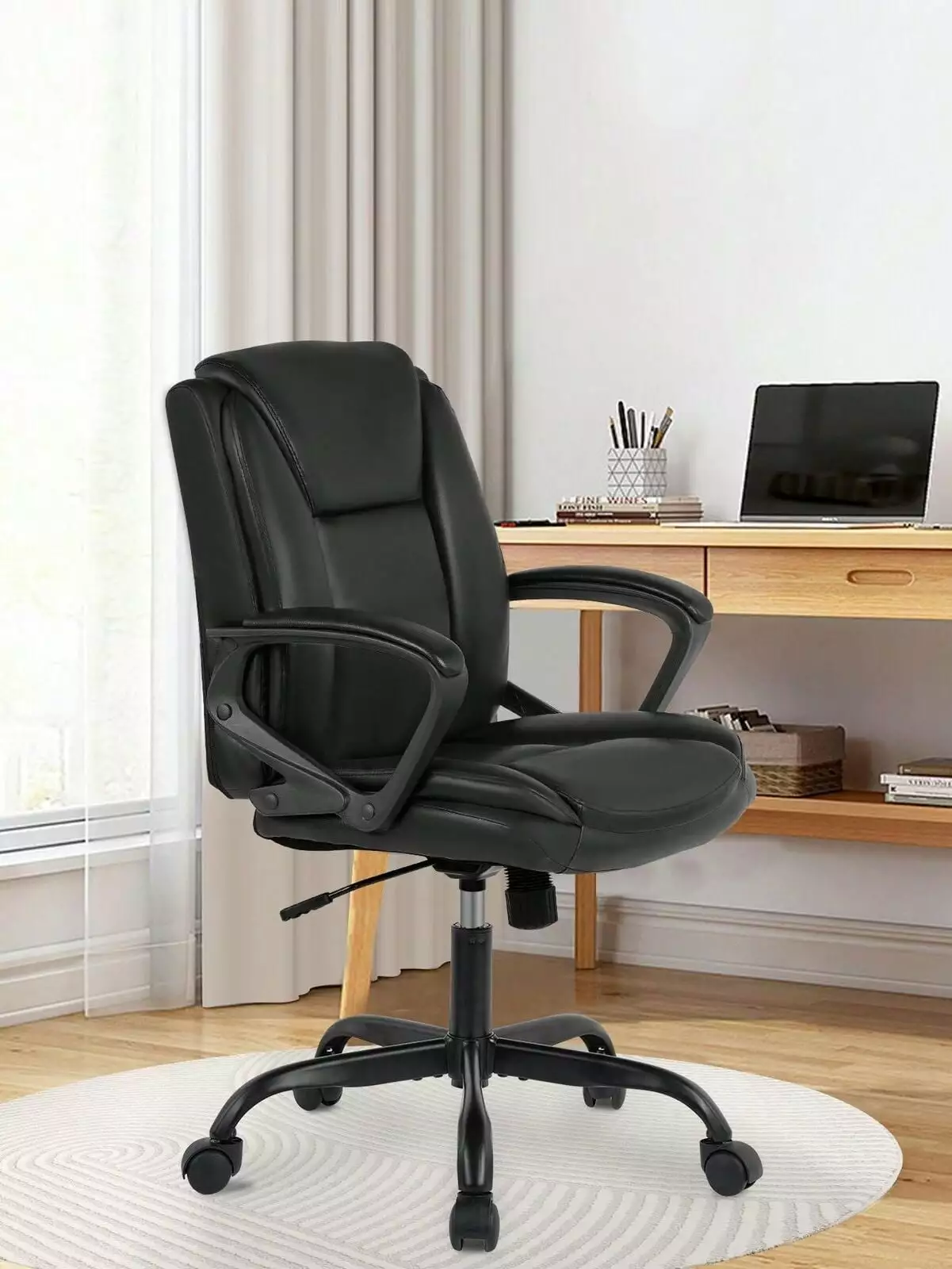 Ergonomic PU Leather Office Desk Chair Executive Rolling Task Chair Home Office N/A