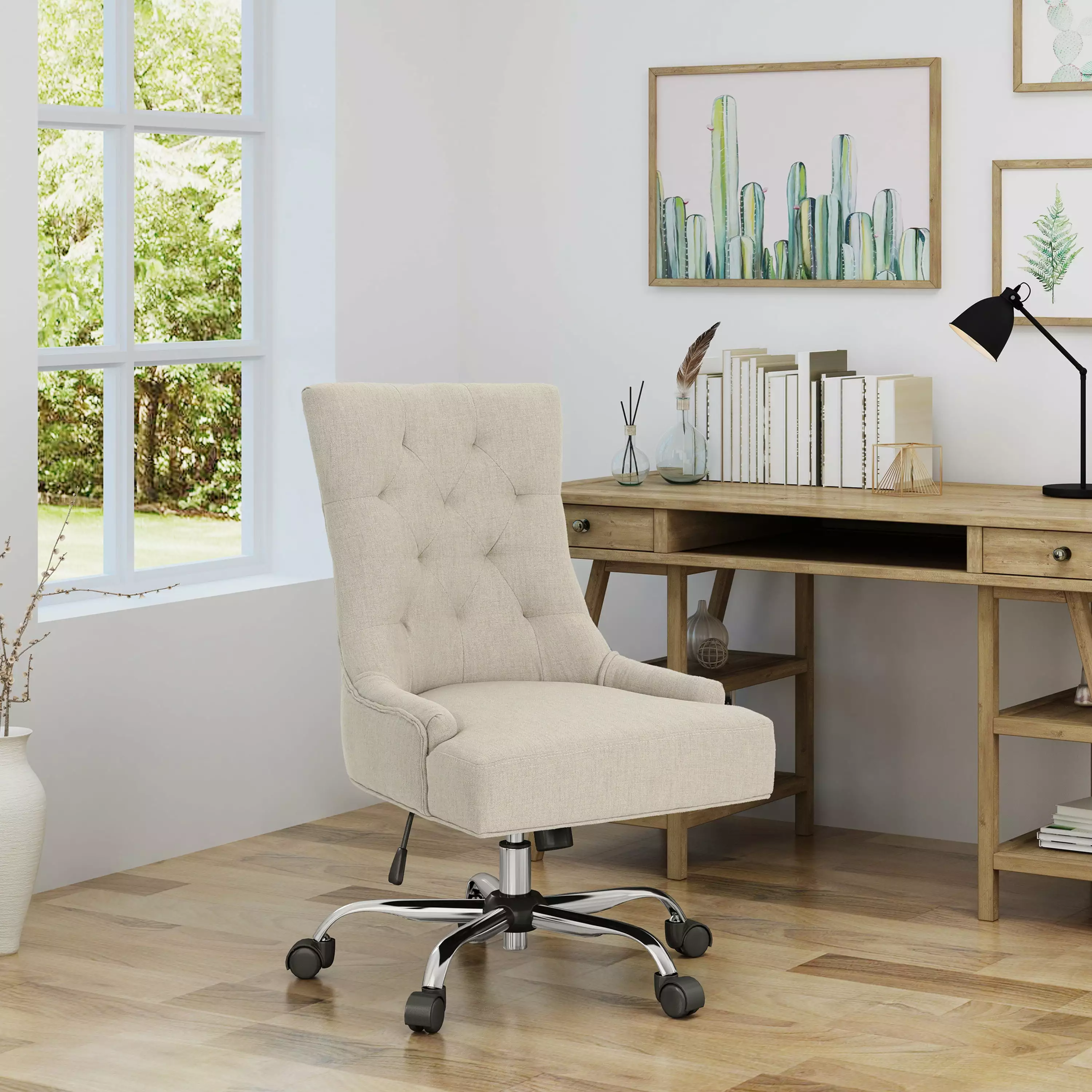 OFFICE CHAIR Wheat Fabric Comfortable Desk Chair Adjustable Height SMHZ