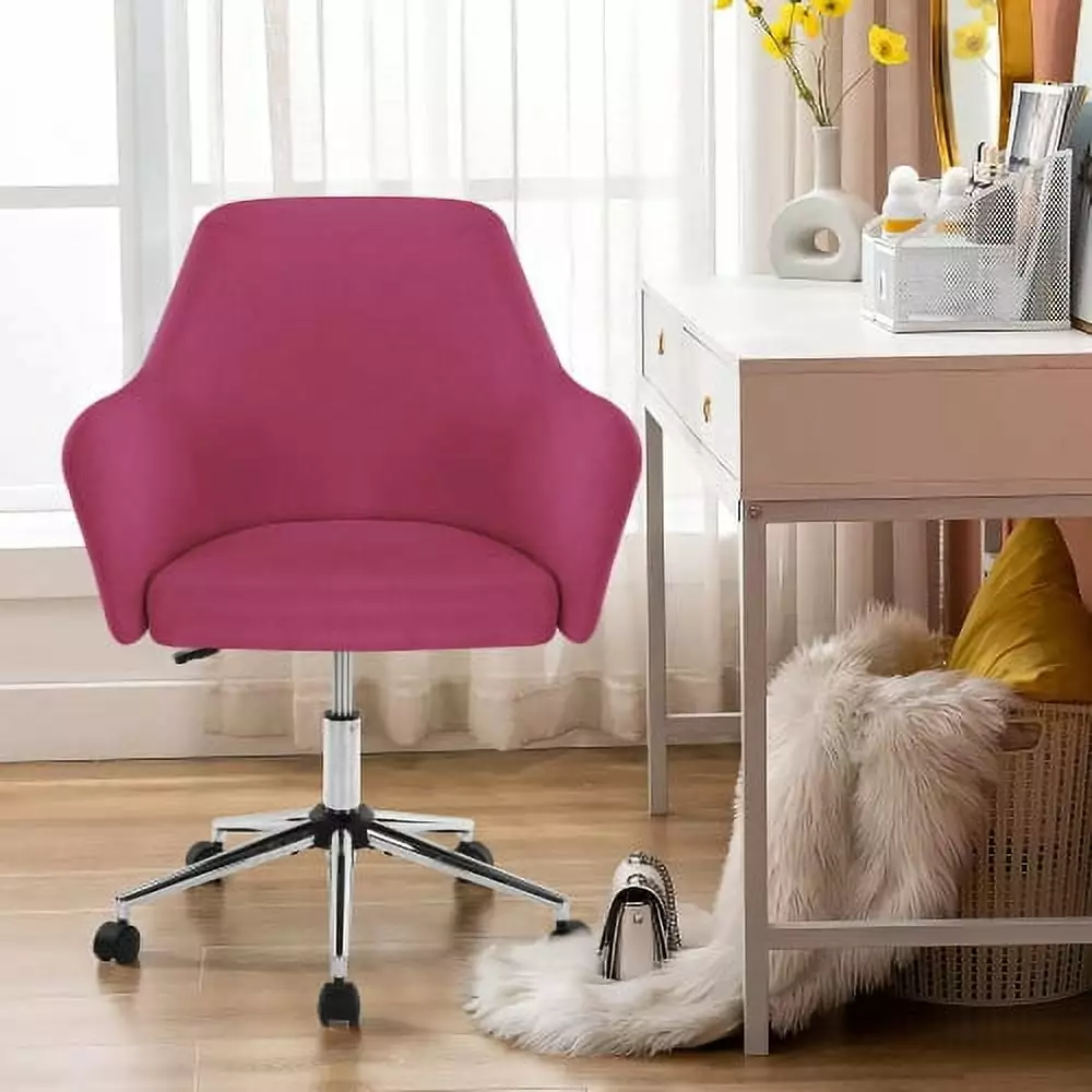 Vanbow Home Office Chair Swivel Adjustable Task Chair Rose Red Soft Seat Super Dope
