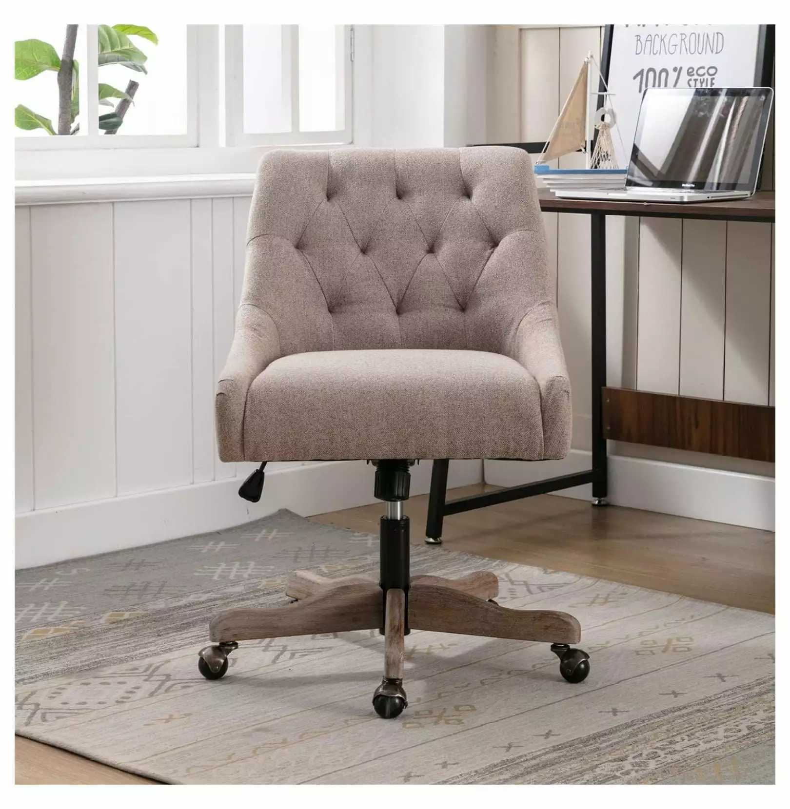 Superwum Swivel Home Office Chair Button Tufted Back Soft Seat Accent Task Chair