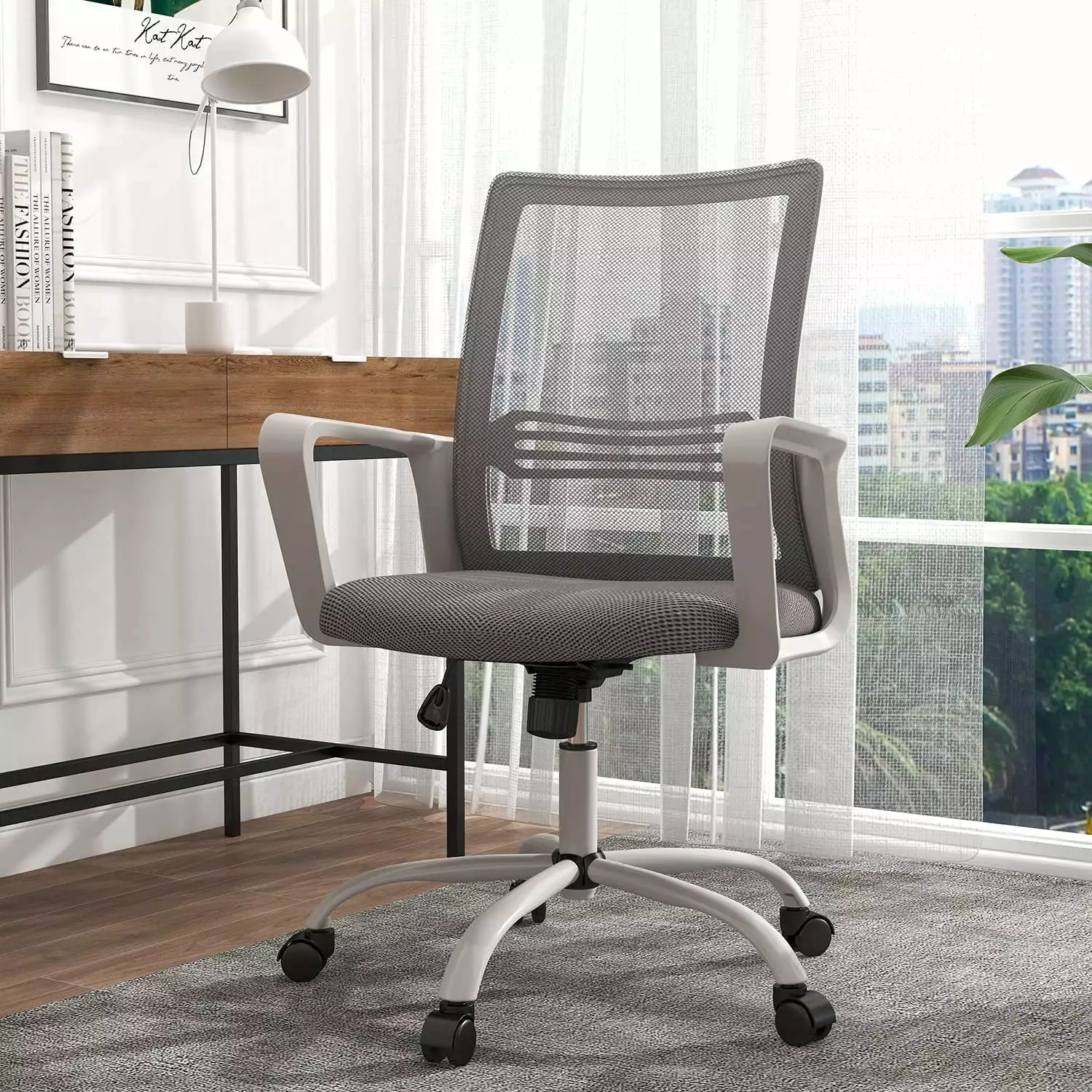Office Chair Desk Chair Mesh Computer Chair Ergonomic Mid Back Task Chair Lumbar Support TRAHOO