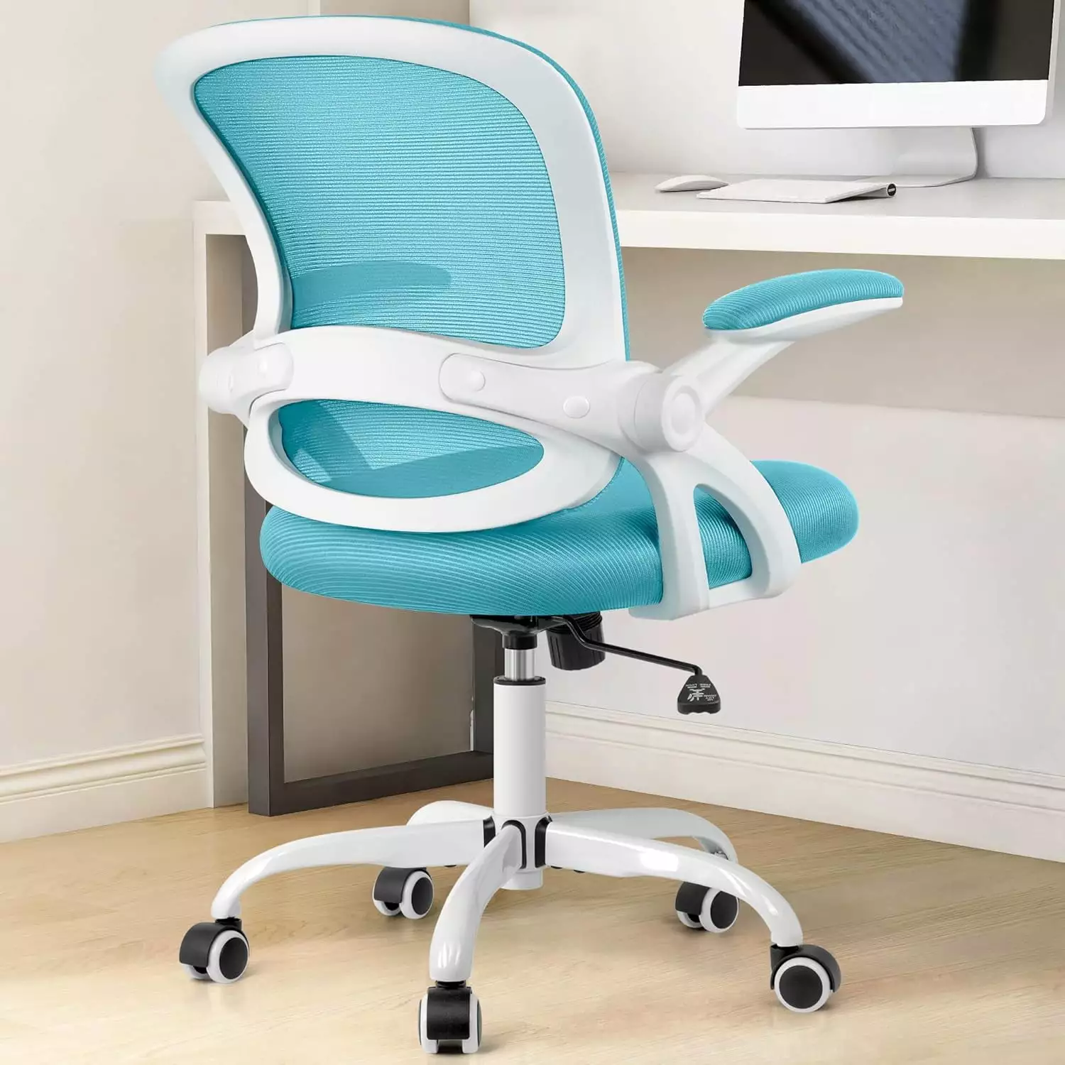 Office Chair Ergonomic Desk Chair Mesh Computer Chair Height Adjustable Comfy Swivel Task Chair Wheels And Flip-Up Arms TR...