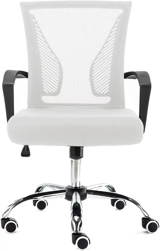 Zuna Black White Mid-Back Ergonomic Mesh Office Task Chair Back Support TRAHOO