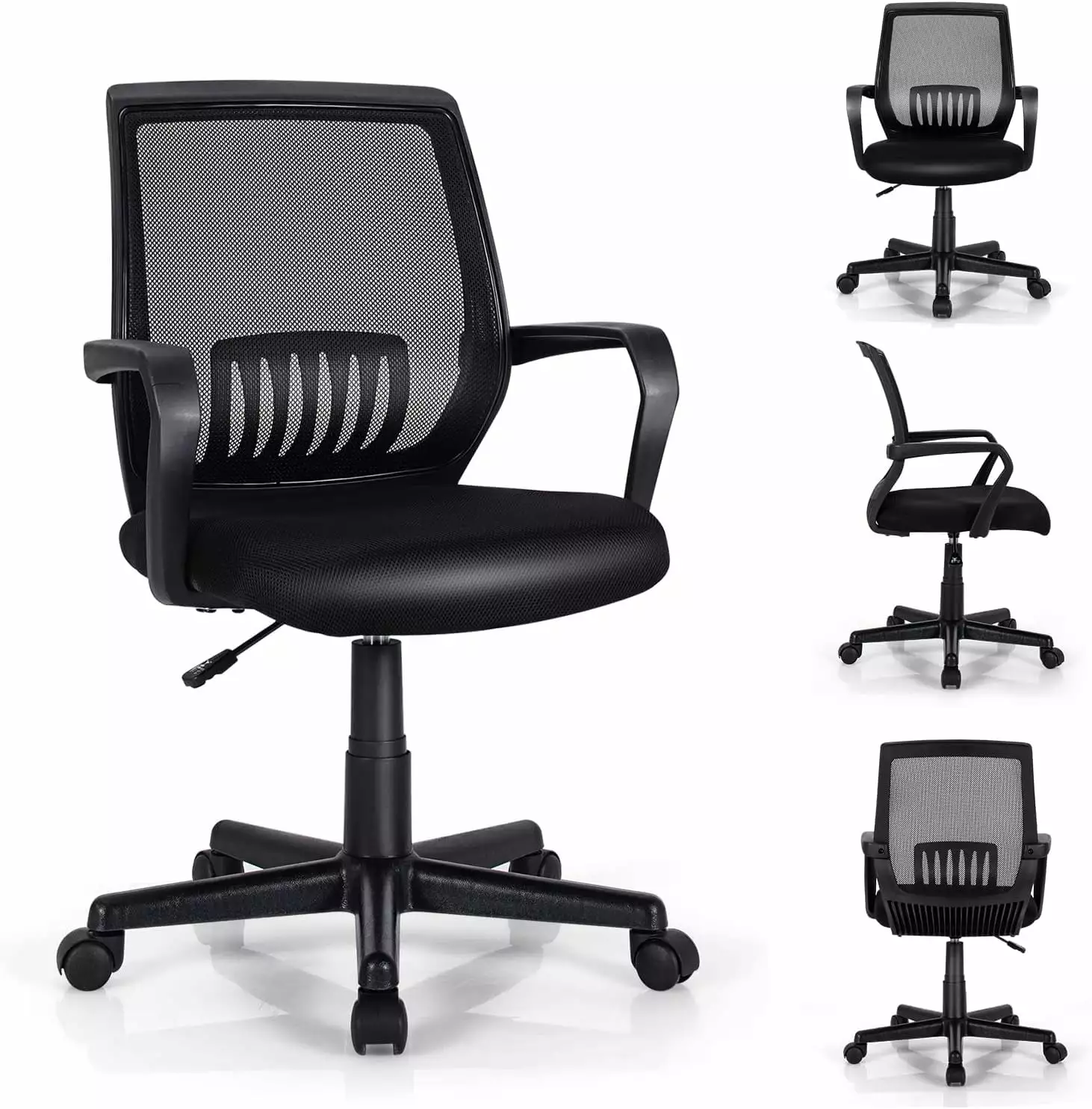 GRAFFY Office Desk Chair 300 LBS Mesh Computer Chair Cushioned Seat Executive Height Adjustable Rolling Chair Mid Back Swi...