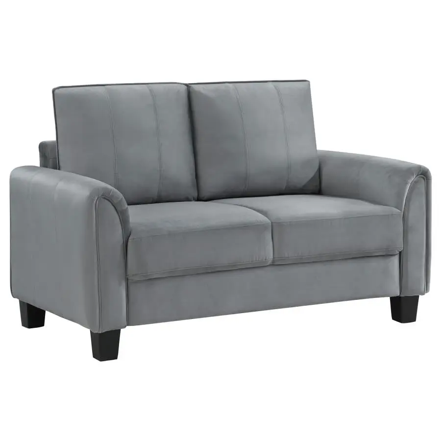 Davis Upholstered Rolled Arm Loveseat Grey - Classic Living Room Sofa Coaster Company