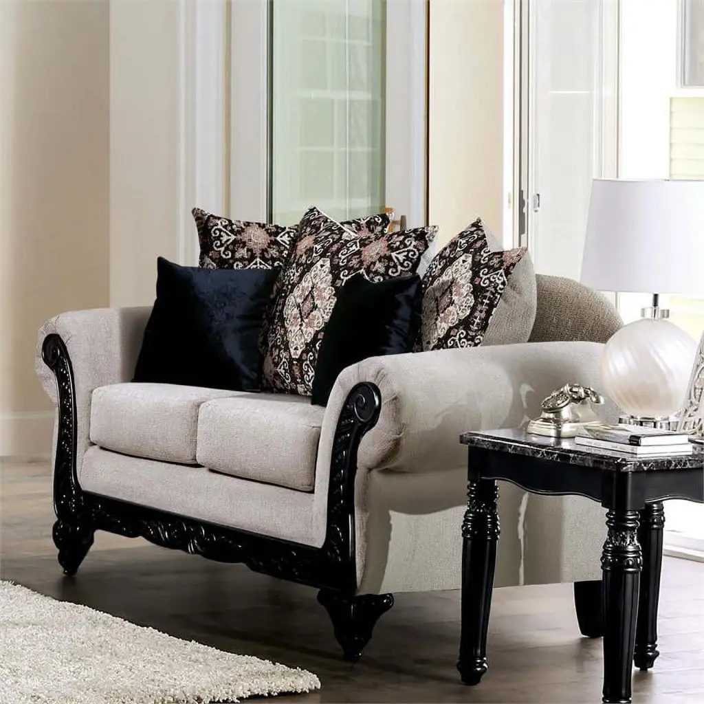 Furniture America Nantz Traditional Chenille Upholstered Loveseat Brown - Classic Sofa