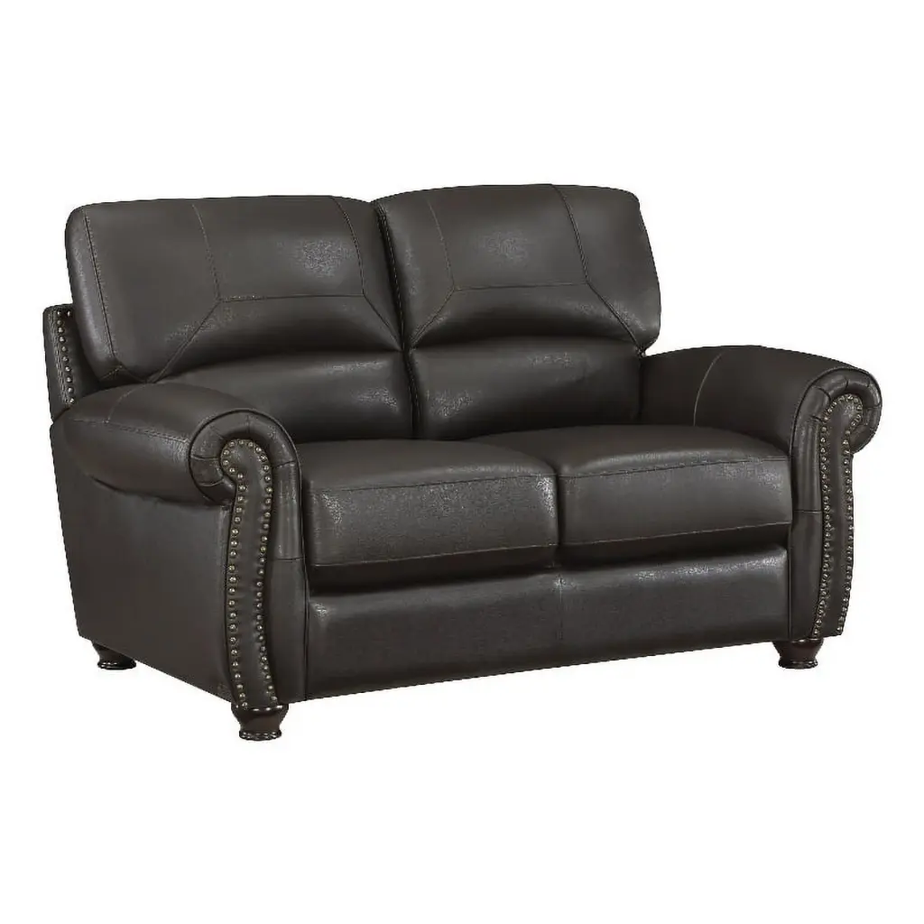 Lexicon Foxborough 21.5 Traditional Brown Plywood and Leather Loveseat