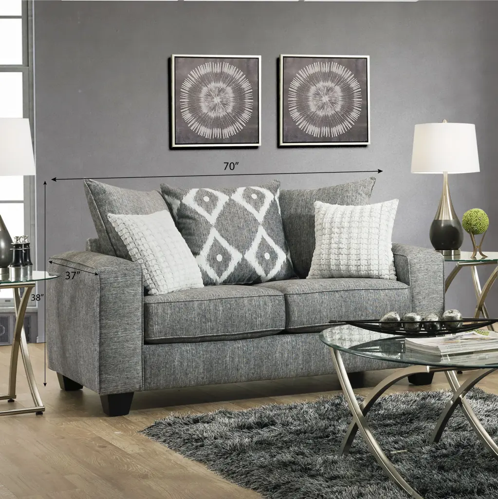 Roundhill Furniture Vila Loveseat Weathered Gray - Classic Design