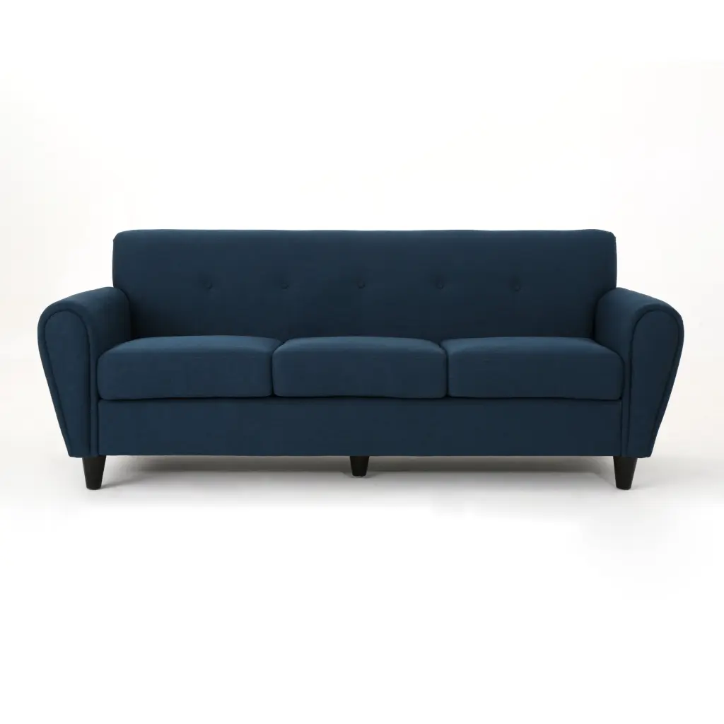 GDF Studio Emily Traditional Button Tufted Fabric Sofa Navy Blue GDFSTUDIO
