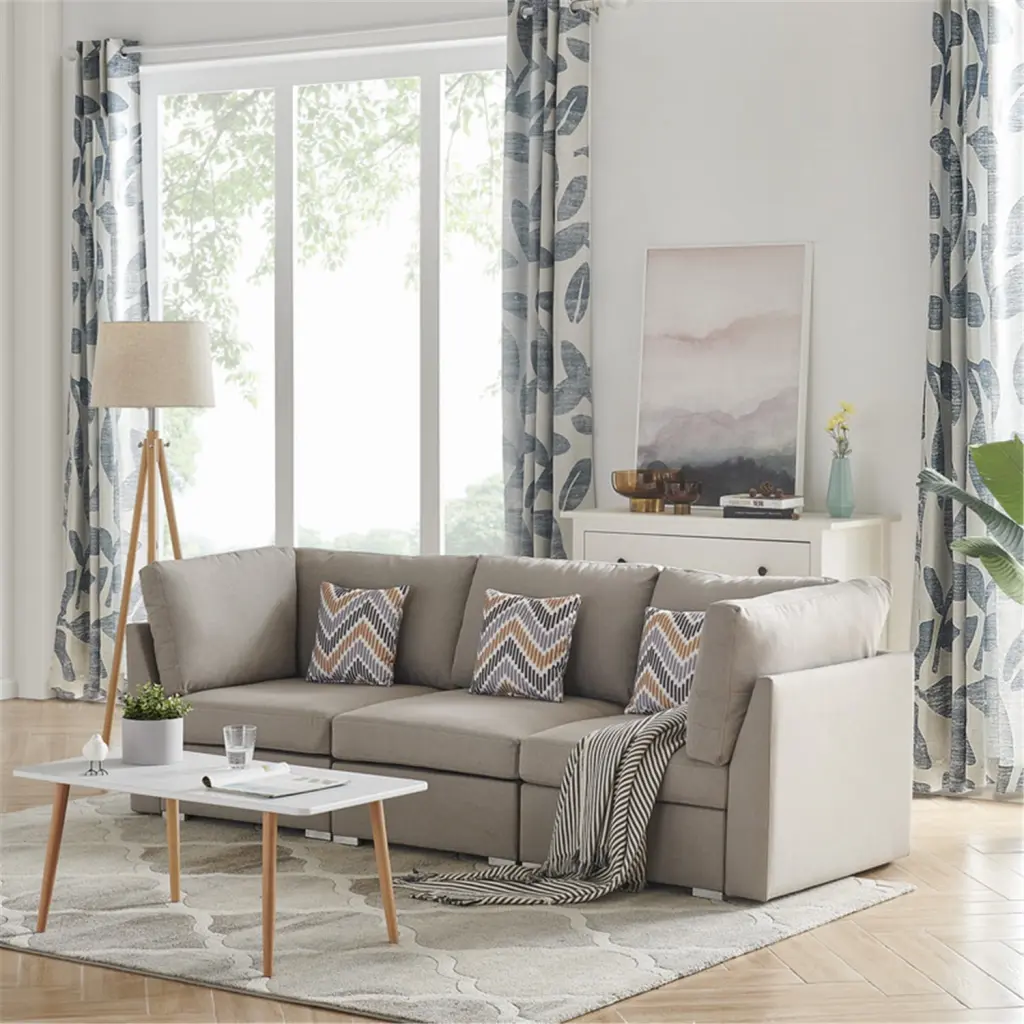 Homestock Artistic Accomplishment Beige Fabric Sofa Couch Pillows