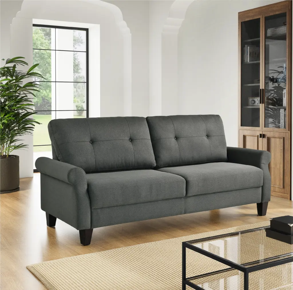 Serta Blythe Traditional Stationary Sofa Heather Grey Fabric