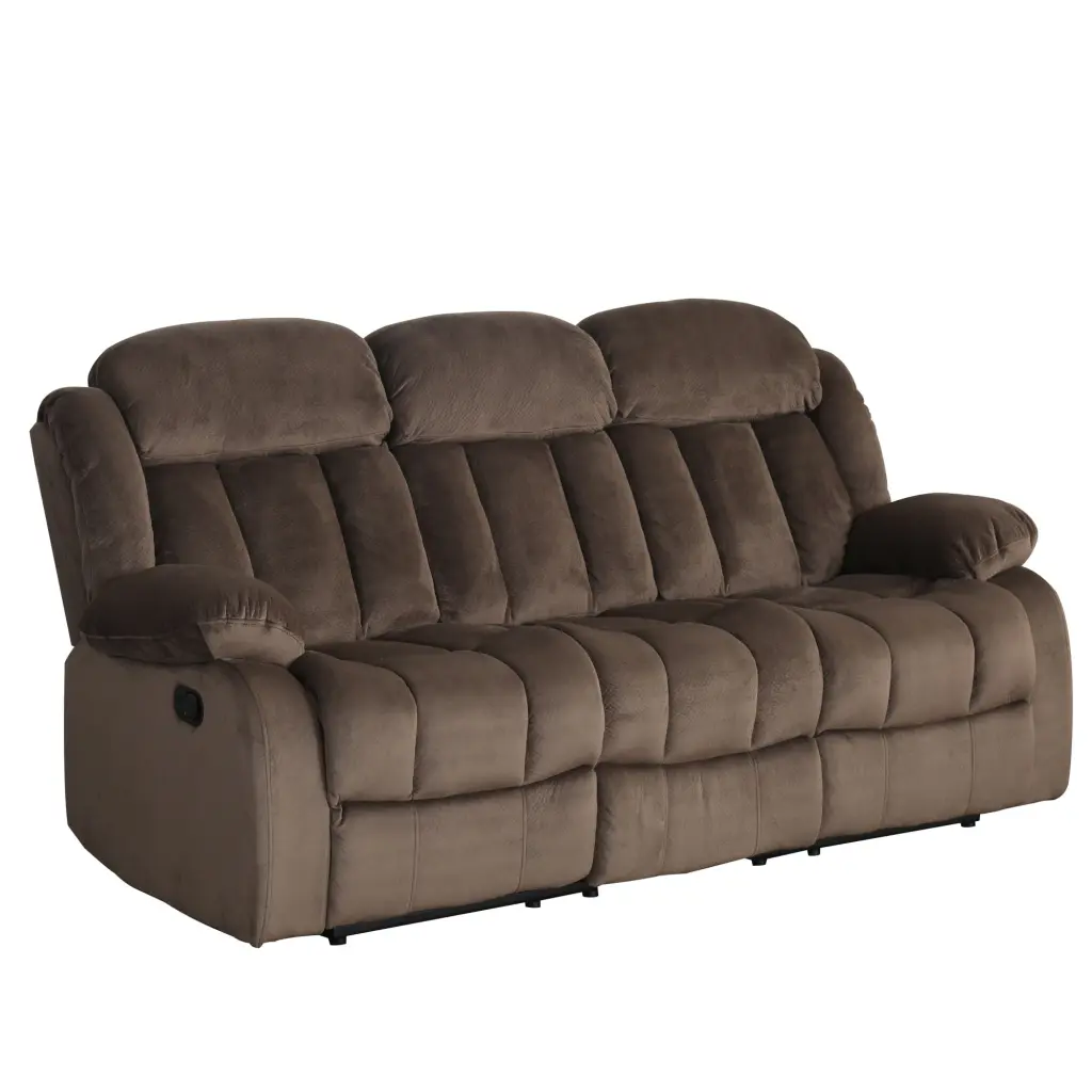 Sunset Trading Teddy Bear Traditional Fabric Reclining Sofa Chocolate