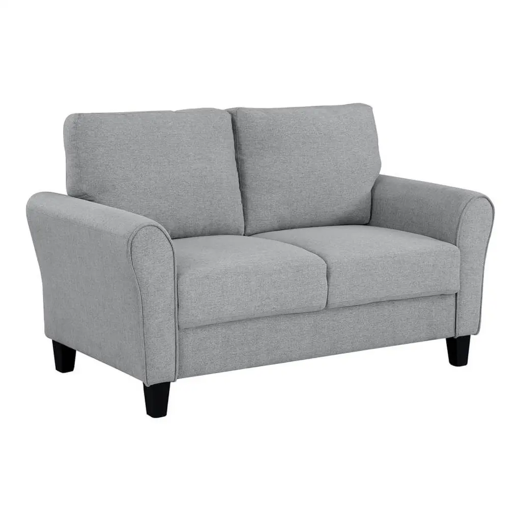 Lexicon Transitional Solid Wood and Polyester Love Seat Dark Gray/Black