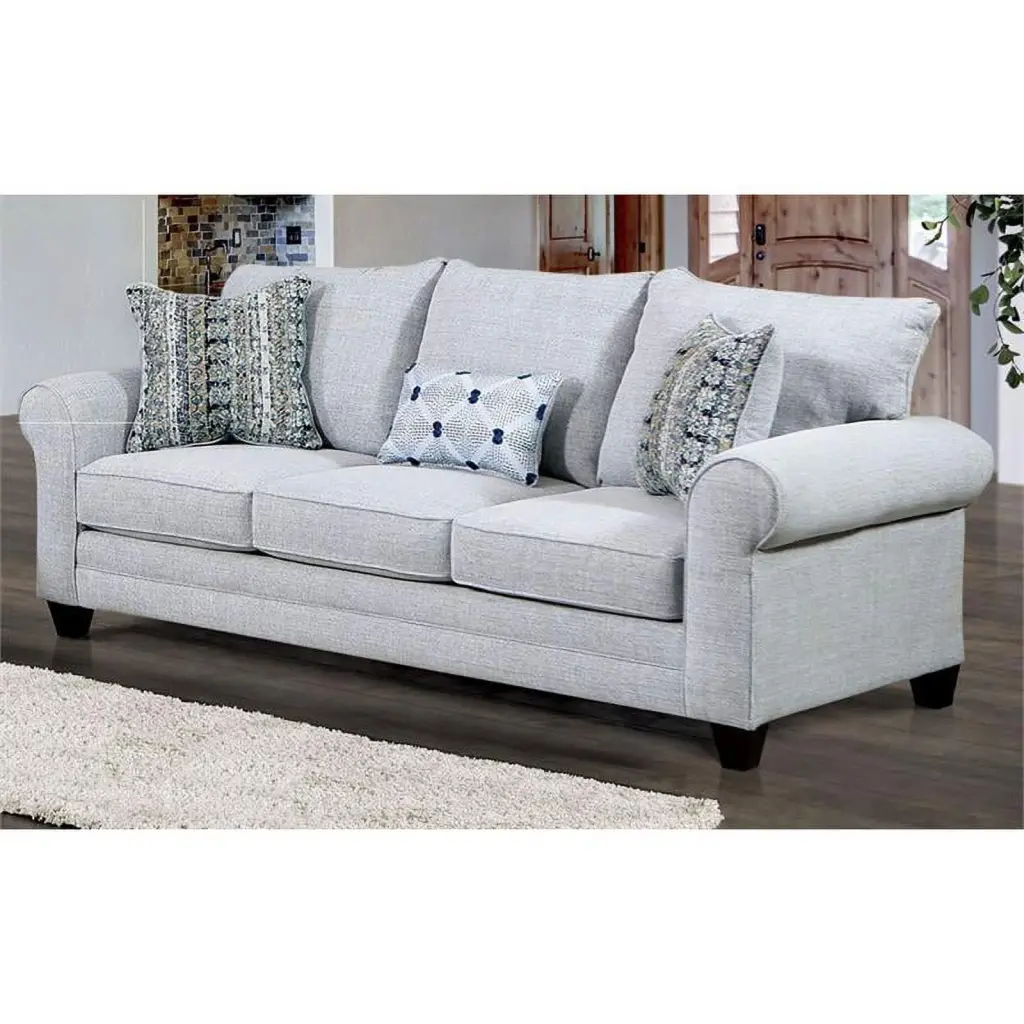 Furniture America Graw Transitional Gray Fabric Upholstered Sofa